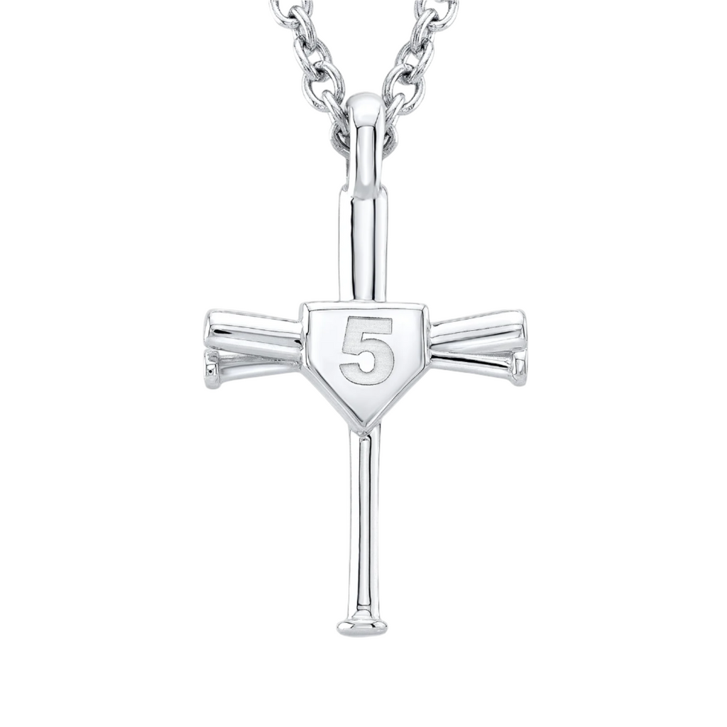 Custom Number Baseball Bat Cross Necklace