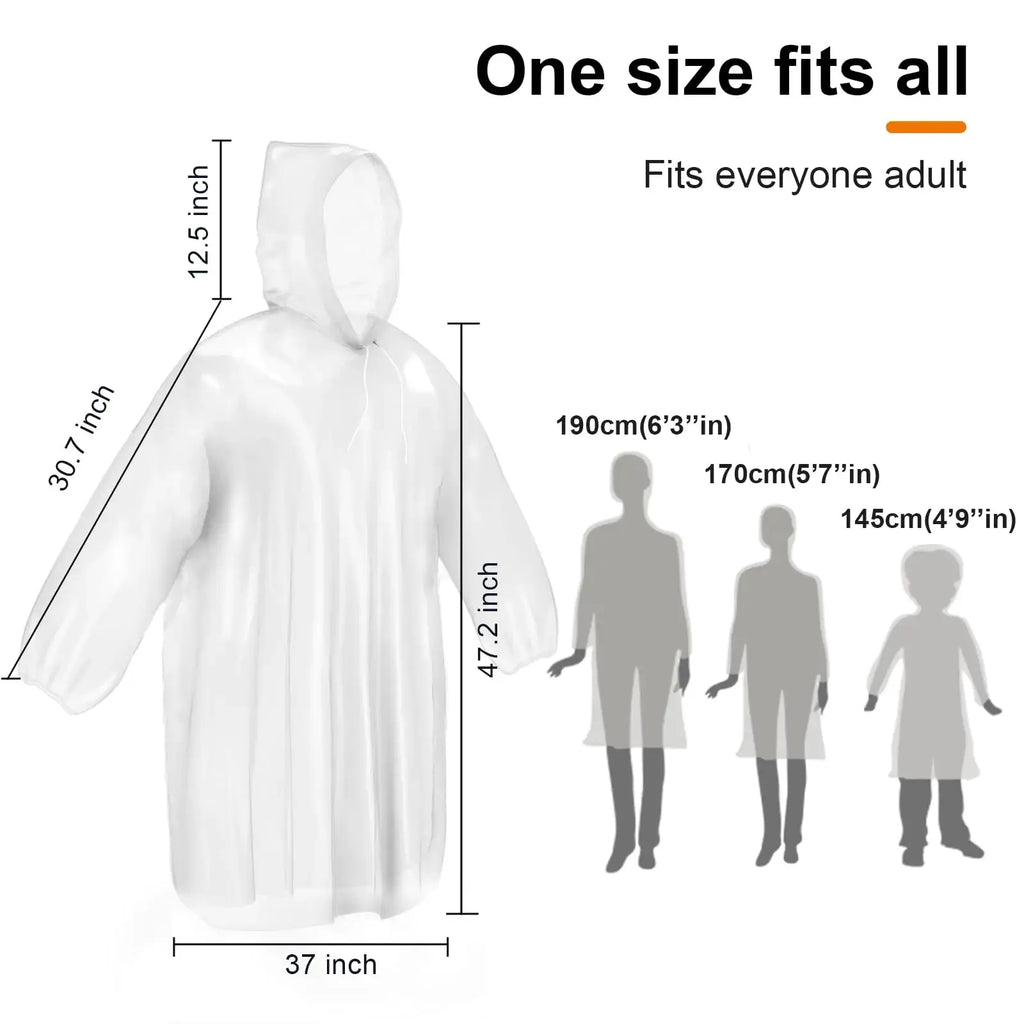 ALBRY Disposable Rain Ponchos  for Adults with Drawstring Hood - Emergency Rain Ponchos