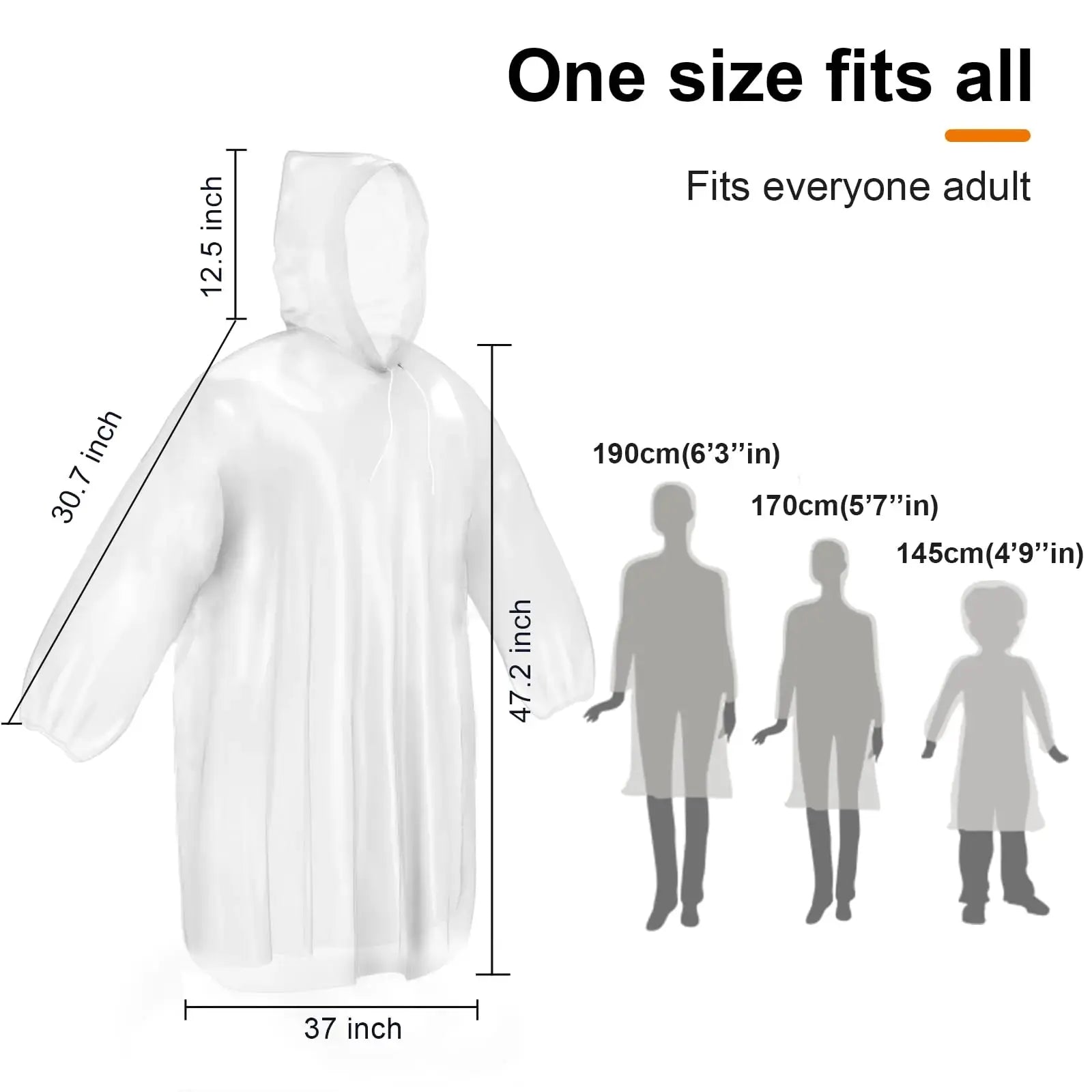 ALBRY Disposable Rain Ponchos  for Adults with Drawstring Hood - Emergency Rain Ponchos