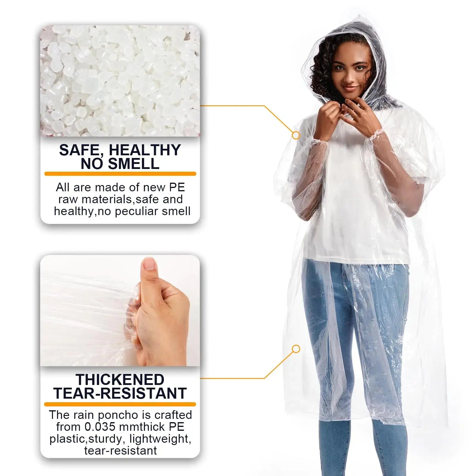 ALBRY Disposable Rain Ponchos  for Adults with Drawstring Hood - Emergency Rain Ponchos