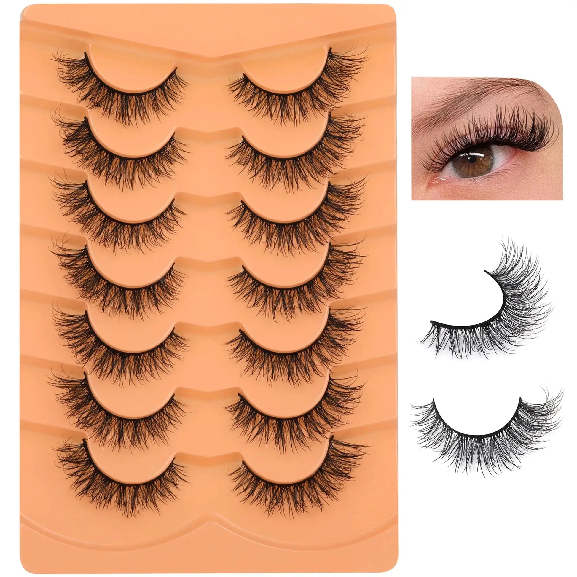 ALPHONSE 16MM Natural Wispy Flat Eyelashes – Fluffy Cat Eye Look