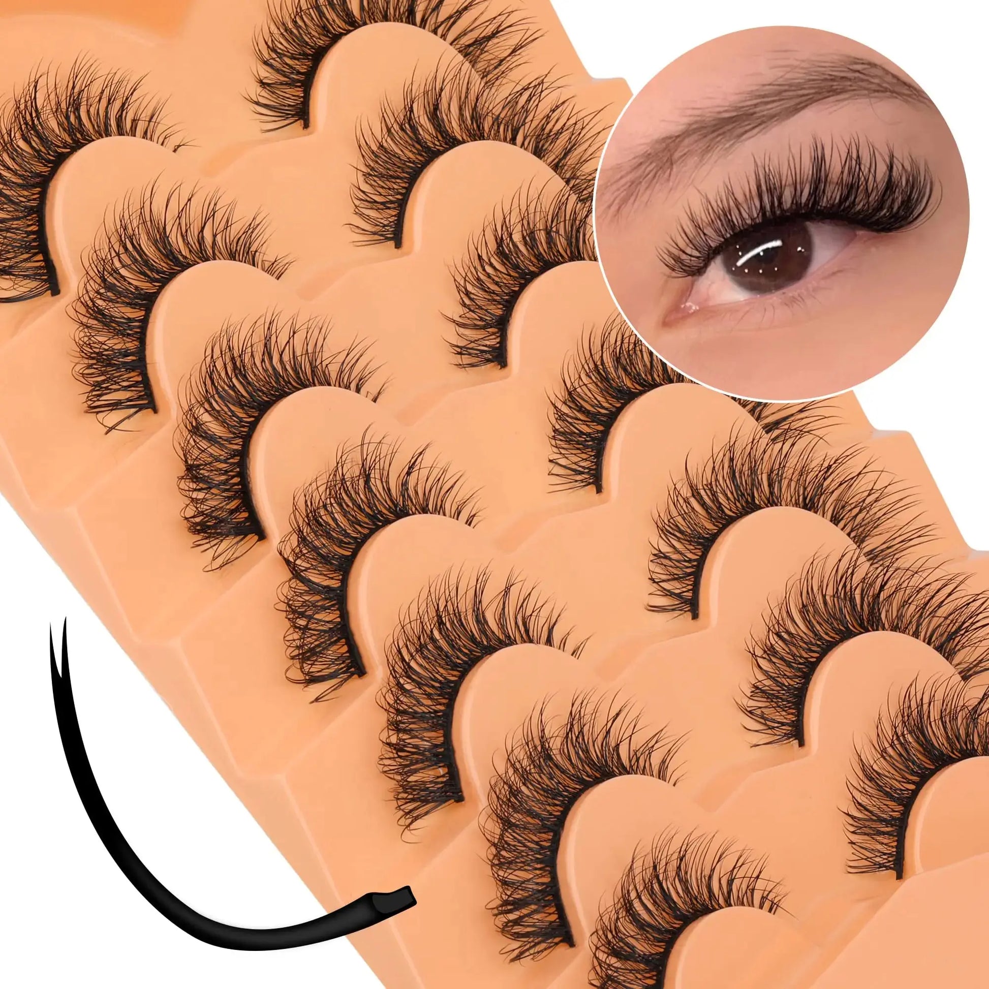 ALPHONSE 16MM Natural Wispy Flat Eyelashes – Fluffy Cat Eye Look