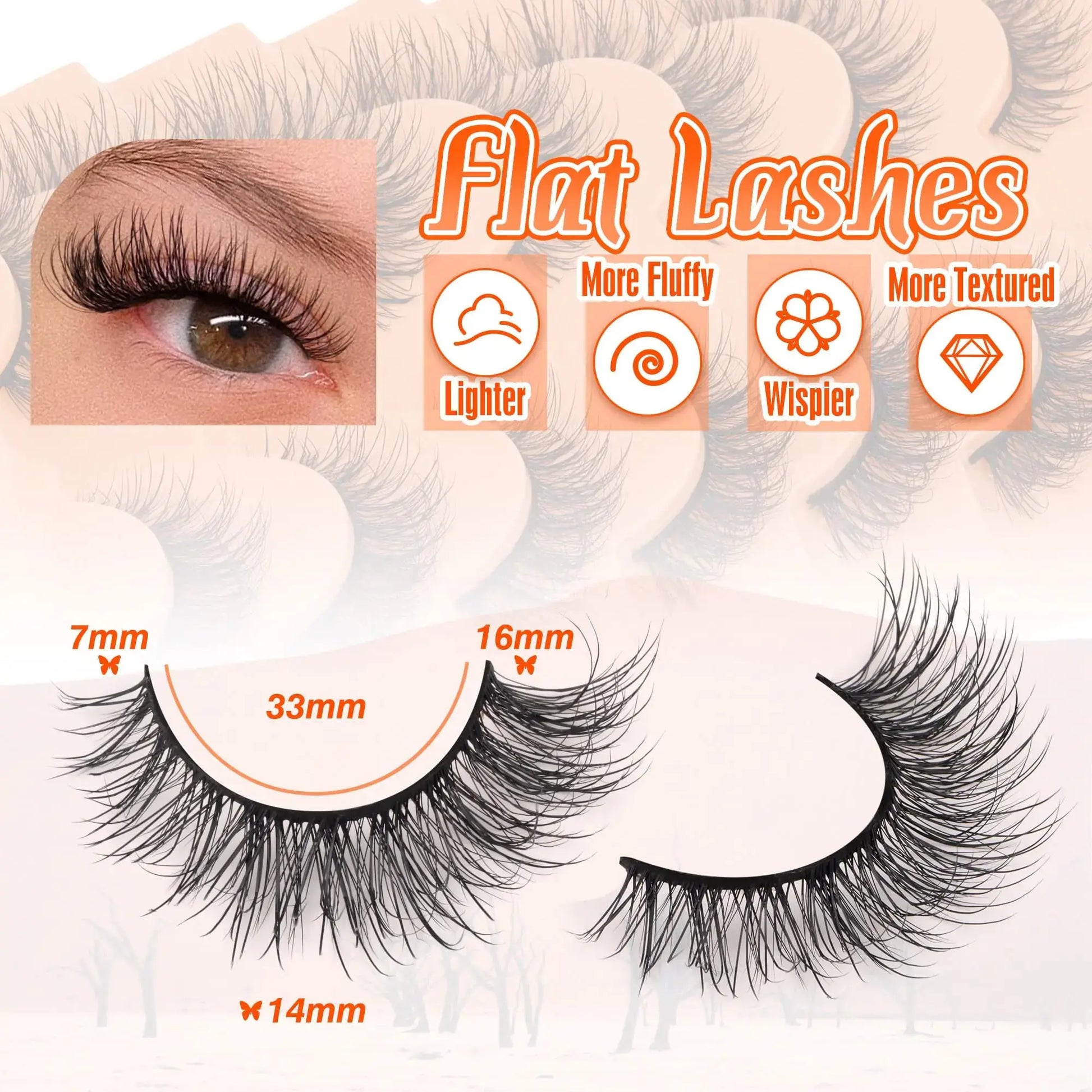 ALPHONSE 16MM Natural Wispy Flat Eyelashes – Fluffy Cat Eye Look