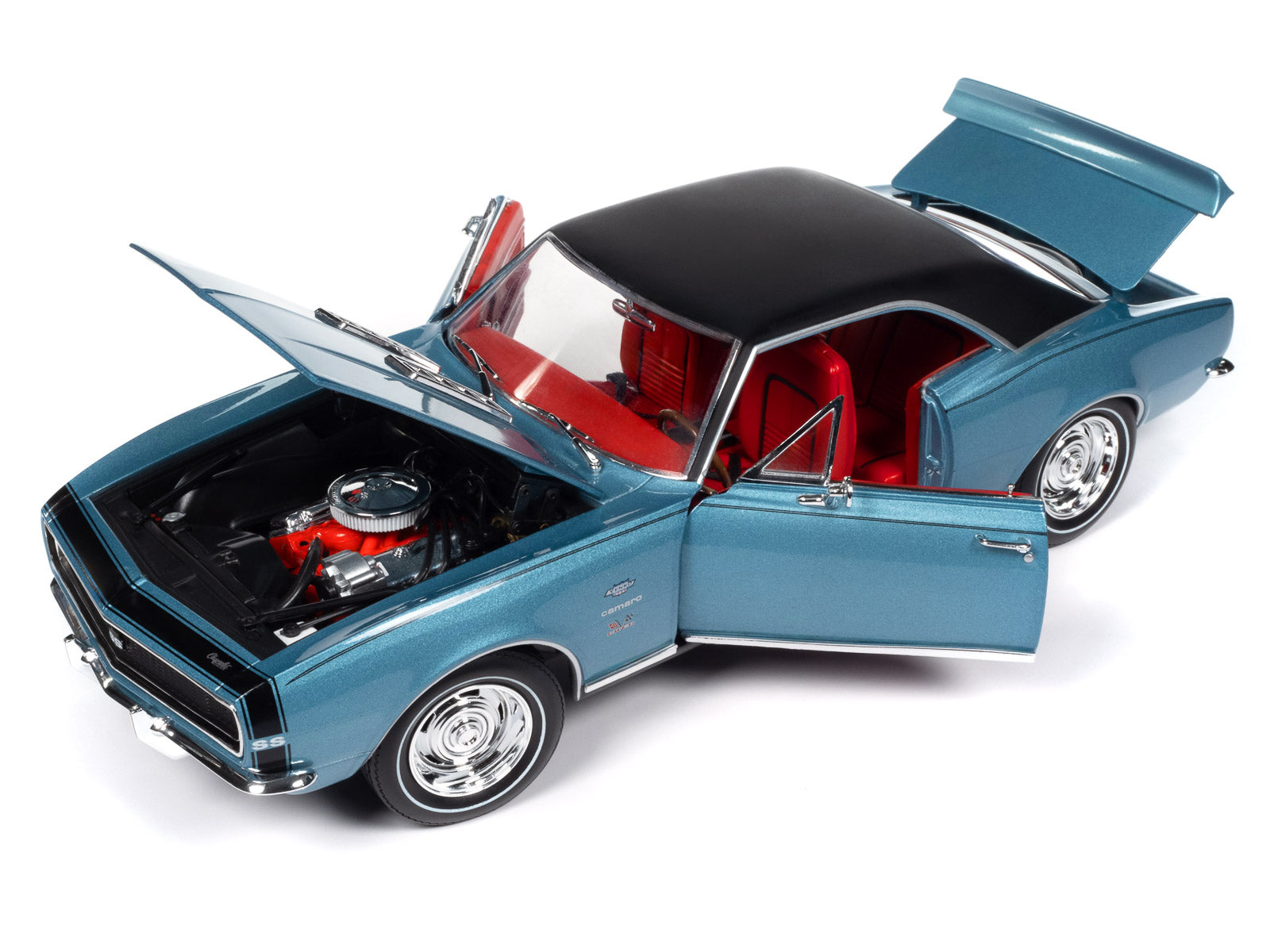 1967 Chevrolet Yenko Camaro YS760 Nantucket Blue Metallic with Black Stripes, Black Vinyl Top, and Red Interior "Muscle Car & Corvette Nationals" (MCACN) "American Muscle" Series 1/18 Diecast Model Car by Auto World