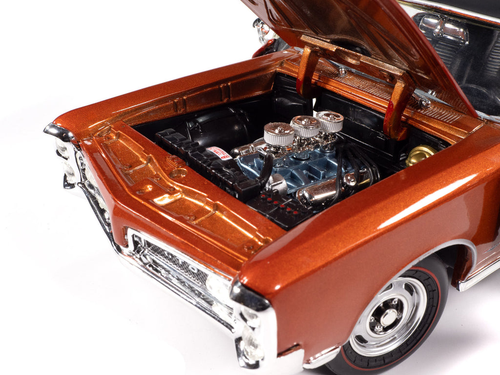 1966 Pontiac GTO Copper Blaze Metallic with Black Vinyl Top "Hemmings Muscle Machines July 2024 Cover Car" "American Muscle" Series 1/18 Diecast Model Car by Auto World