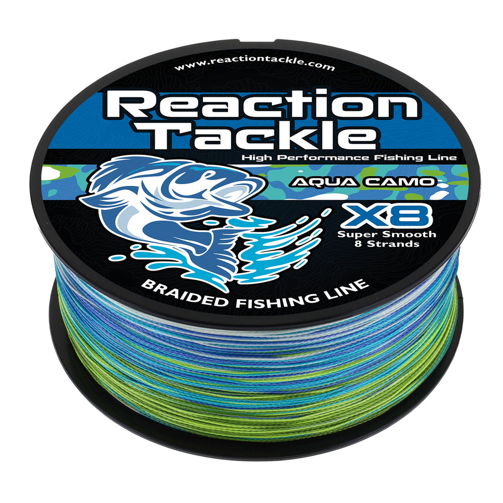 Reaction Tackle X8 Braided Fishing Line- Aqua Camo 8 Strand