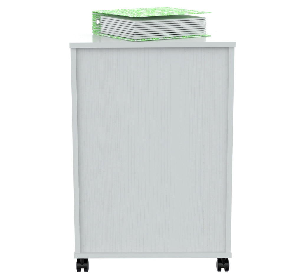White Finish Wood Two Drawer Filing Cabinet