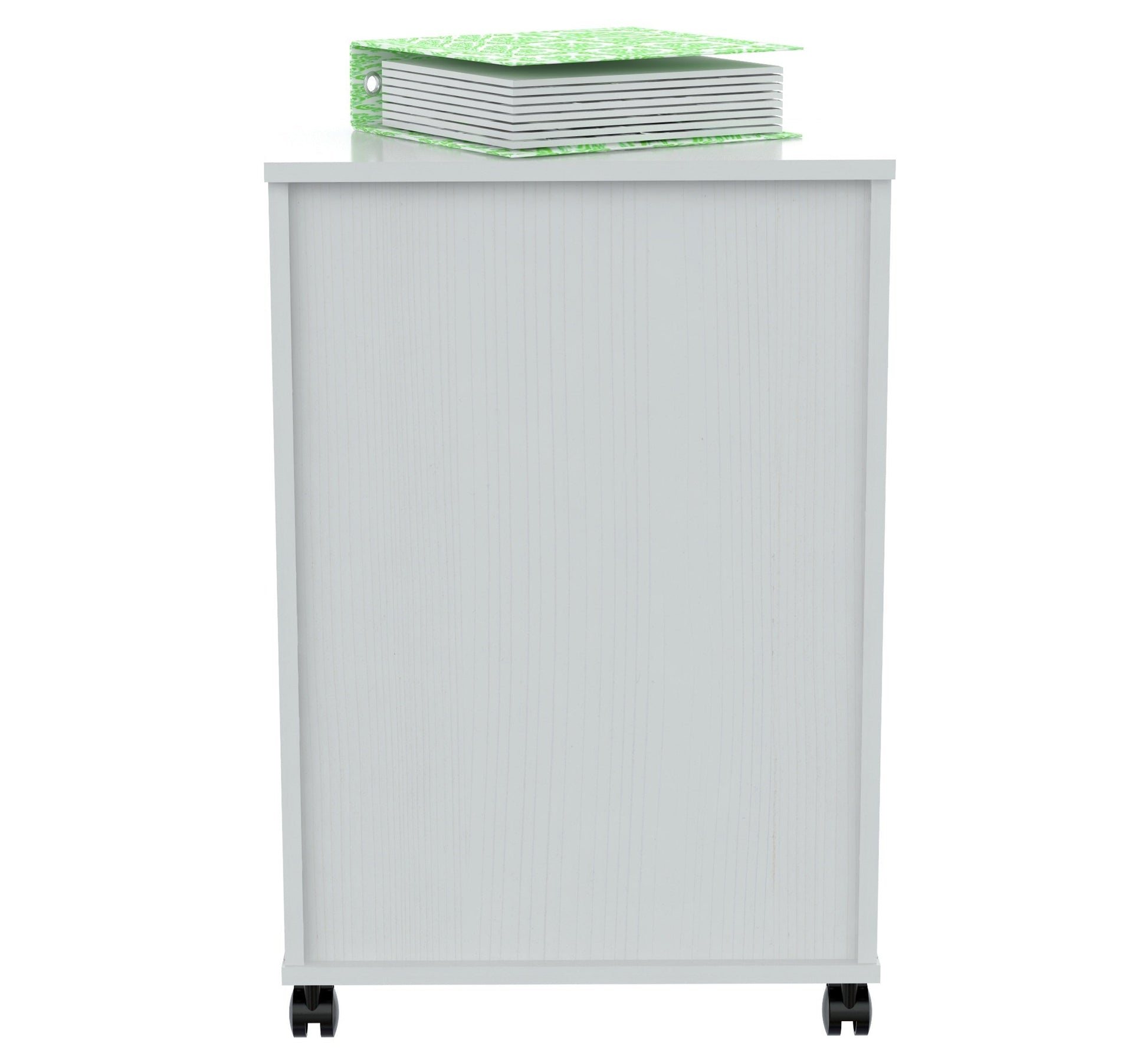 White Finish Wood Two Drawer Filing Cabinet