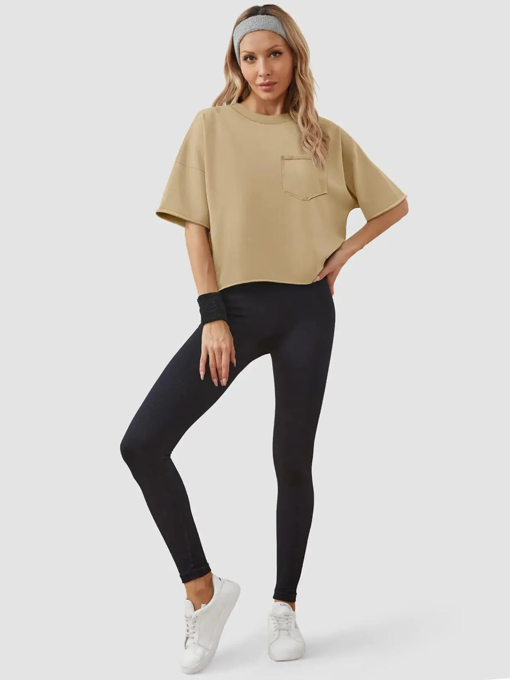 ATHMILE Womens Oversized Short Sleeve Workout T-Shirts - Casual Drop Shoulder Loose Crop Tops