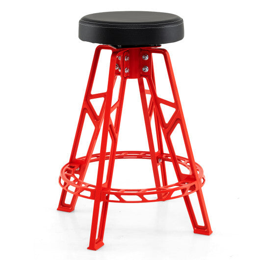 Heavy-Duty Aluminum Garage Bar Chair with 360 Swiveling Seat-Red