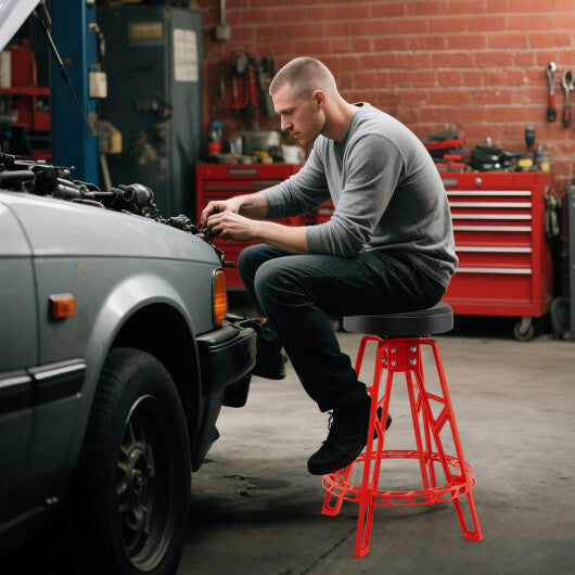 Heavy-Duty Aluminum Garage Bar Chair with 360 Swiveling Seat-Red