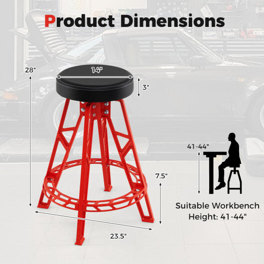 Heavy-Duty Aluminum Garage Bar Chair with 360 Swiveling Seat-Red