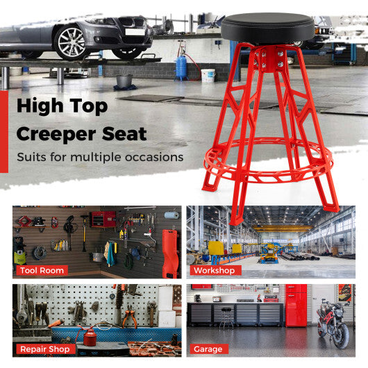 Heavy-Duty Aluminum Garage Bar Chair with 360 Swiveling Seat-Red