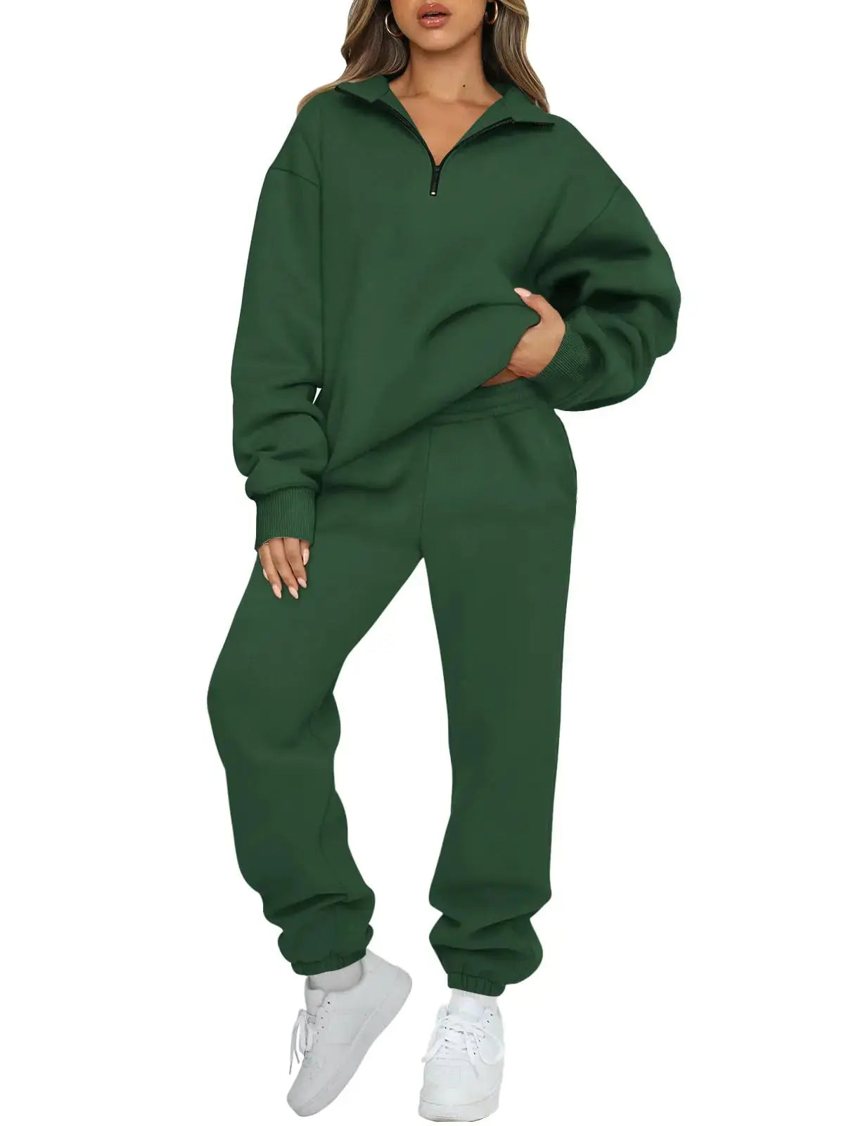 AUTOMET Womens 2 Piece Outfits Long Sleeve Sweatsuits Sets Half Zip Sweatshirts with Joggers Sweatpants