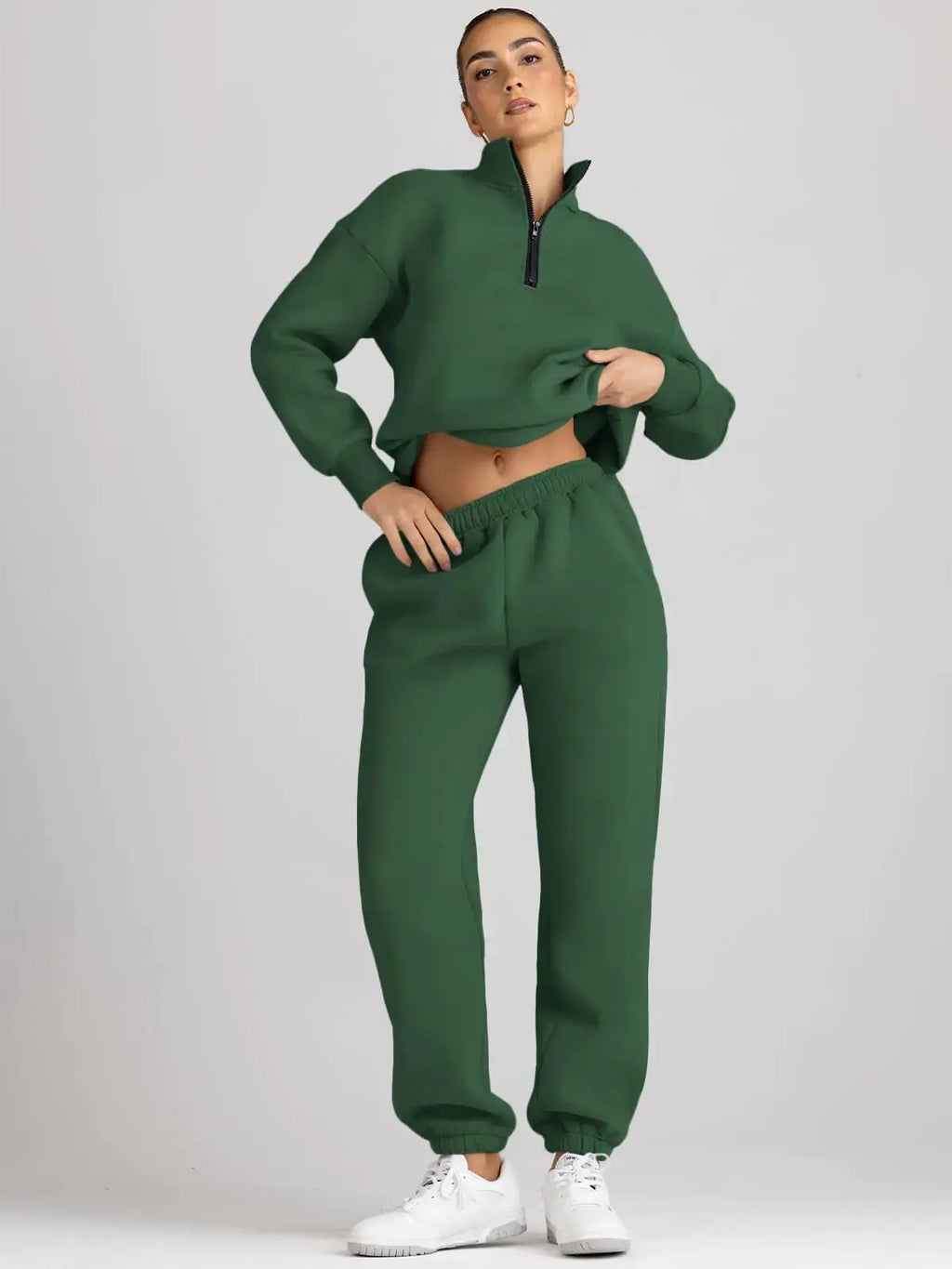AUTOMET Womens 2 Piece Outfits Long Sleeve Sweatsuits Sets Half Zip Sweatshirts with Joggers Sweatpants