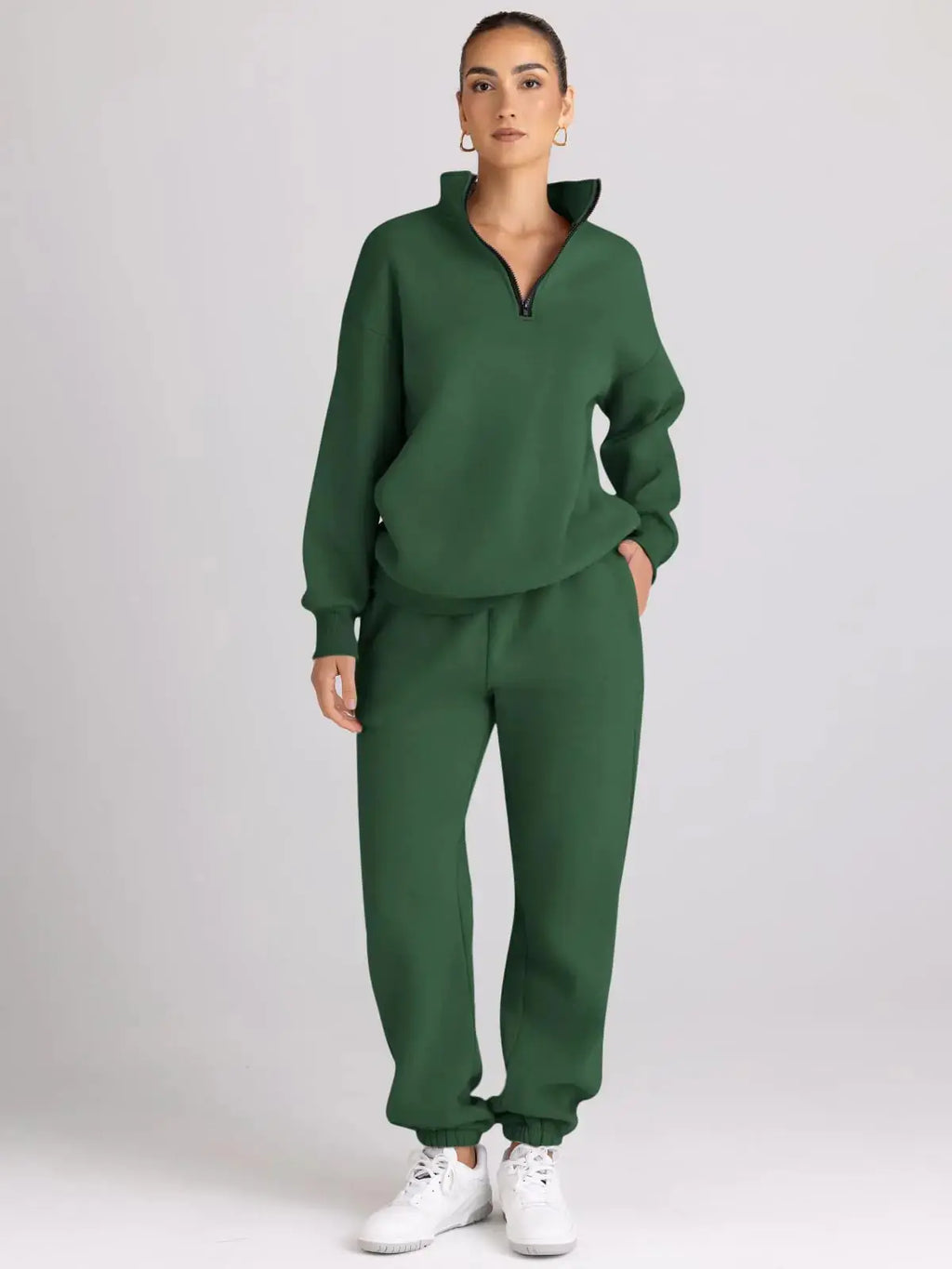AUTOMET Womens 2 Piece Outfits Long Sleeve Sweatsuits Sets Half Zip Sweatshirts with Joggers Sweatpants