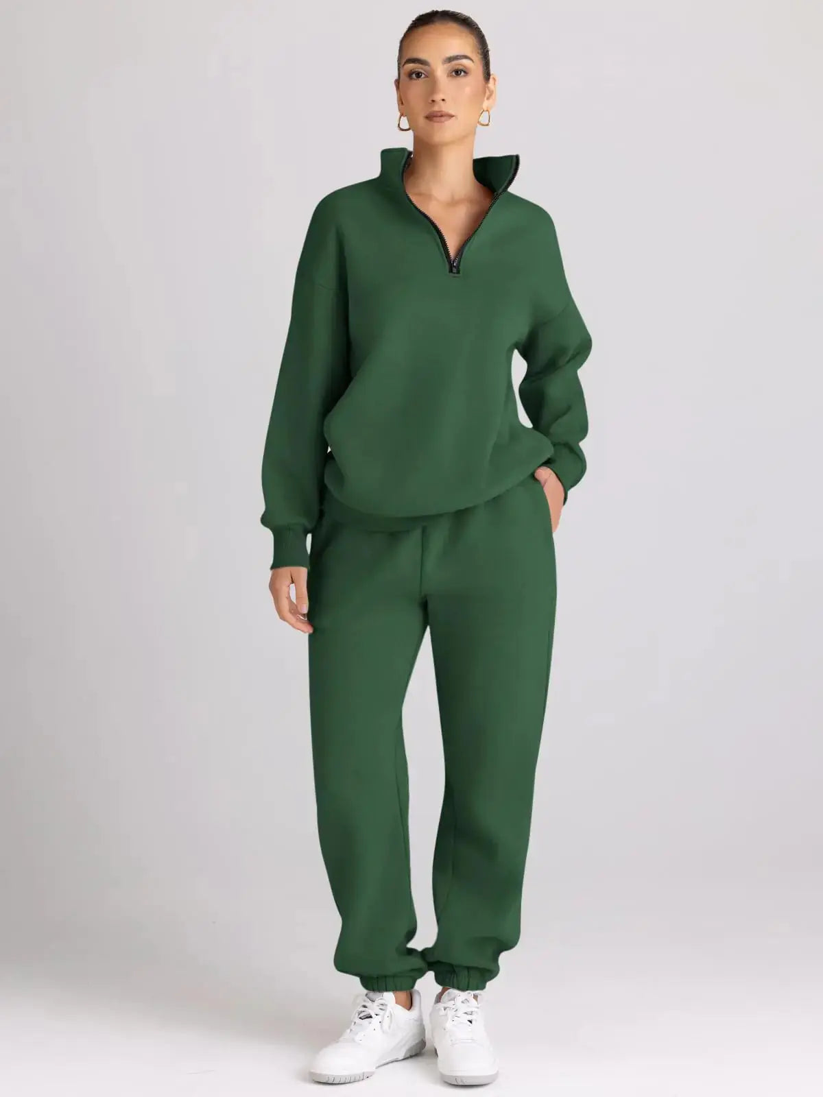 AUTOMET Womens 2 Piece Outfits Long Sleeve Sweatsuits Sets Half Zip Sweatshirts with Joggers Sweatpants