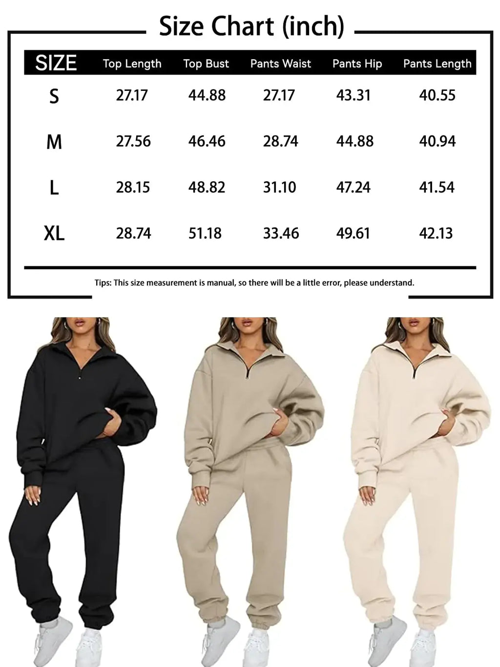 AUTOMET Womens 2 Piece Outfits Long Sleeve Sweatsuits Sets Half Zip Sweatshirts with Joggers Sweatpants