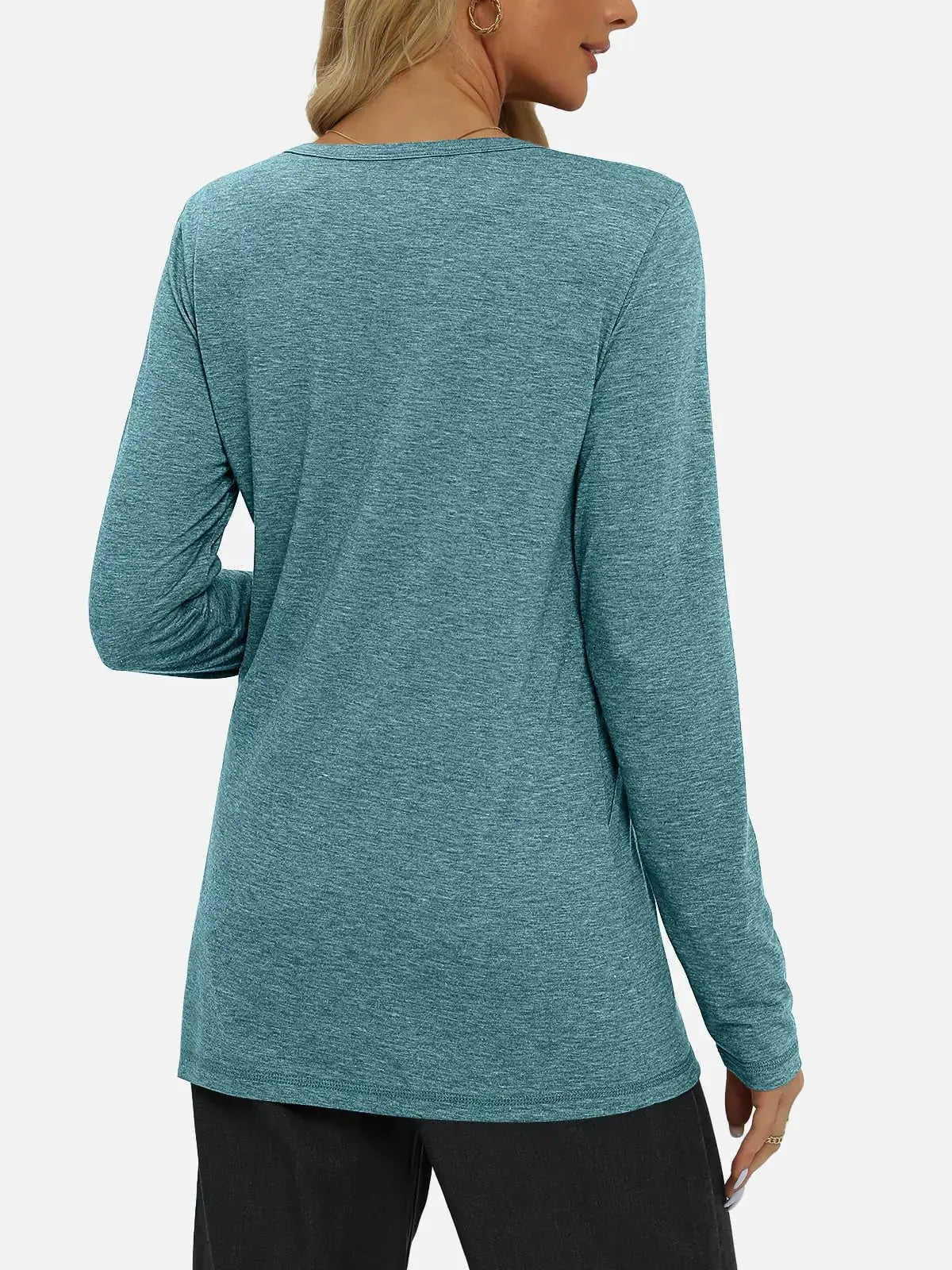 AUTOMET Womens Long Sleeve Shirts Pleated Crew Neck Casual Fall Fashion Tops