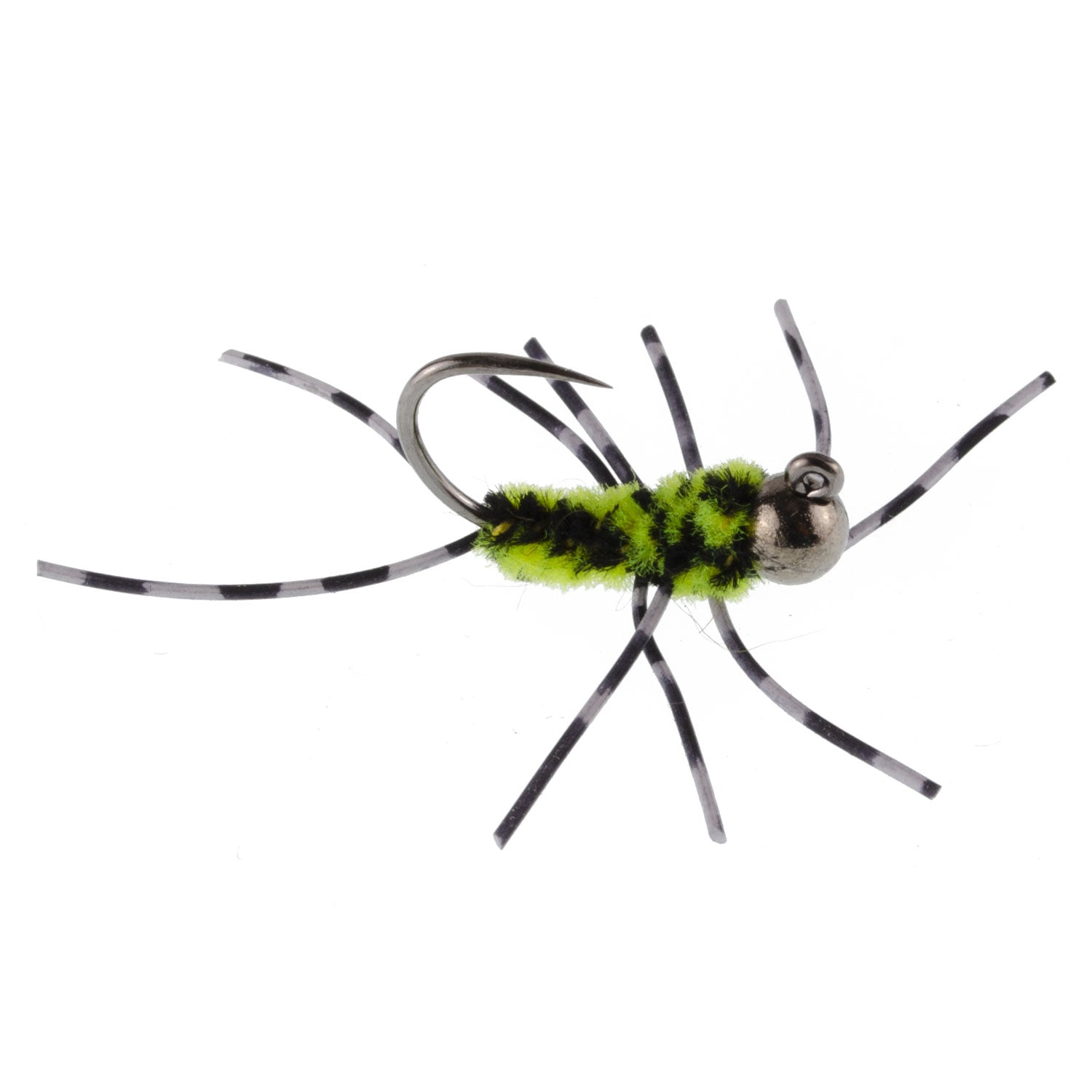 3 Pack Pat's Rubber Legs Tungsten Jig Black/Chartreuse Euro Nymph Size 6