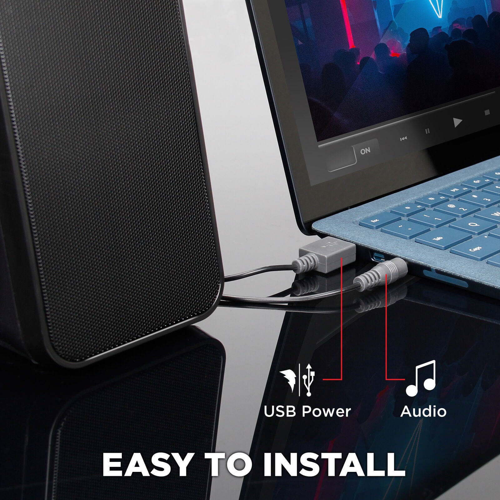 GOgroove SonaVERSE UB2 USB‑Powered 2‑Way Speakers (Blackout)