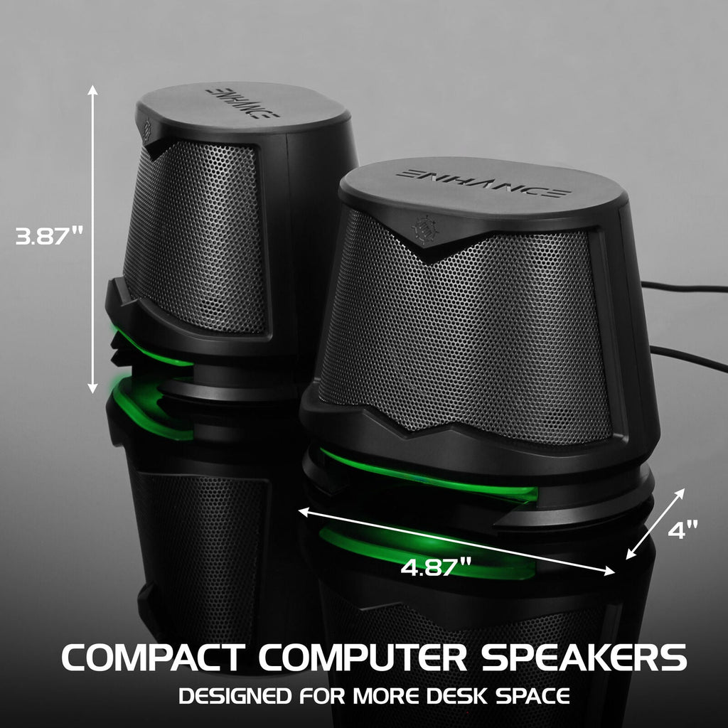 Enhance SB2 USB Powered LED Speakers – Green LED / 10 W Peak