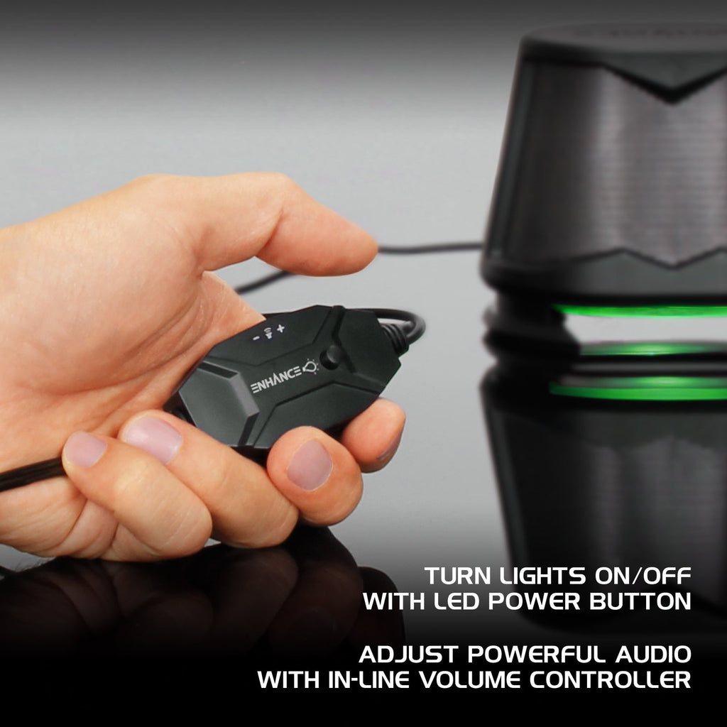 Enhance SB2 USB Powered LED Speakers – Green LED / 10 W Peak