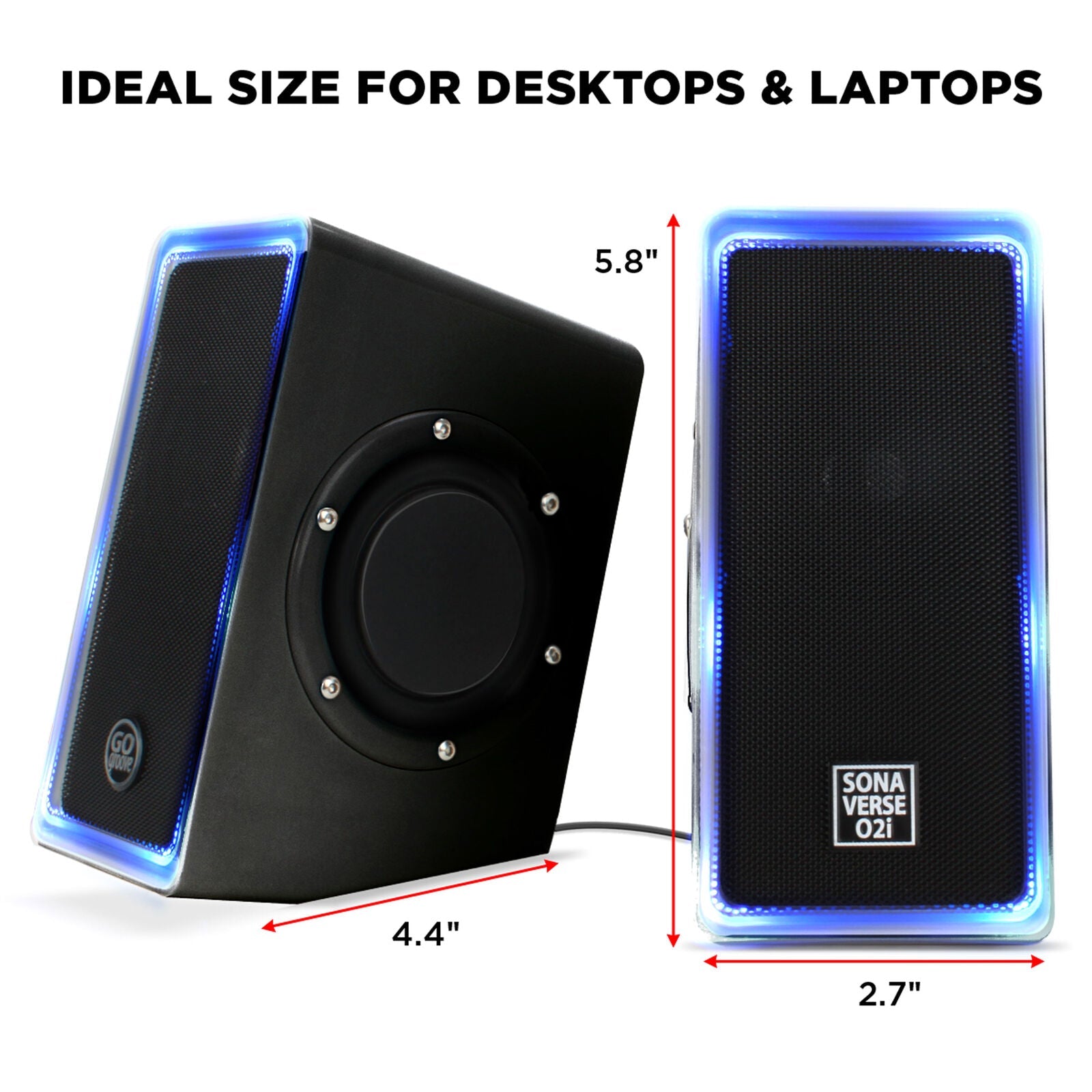 GOgroove SonaVERSE O2i USB‑Powered LED Speaker Driver 2.0 – 14 W Peak