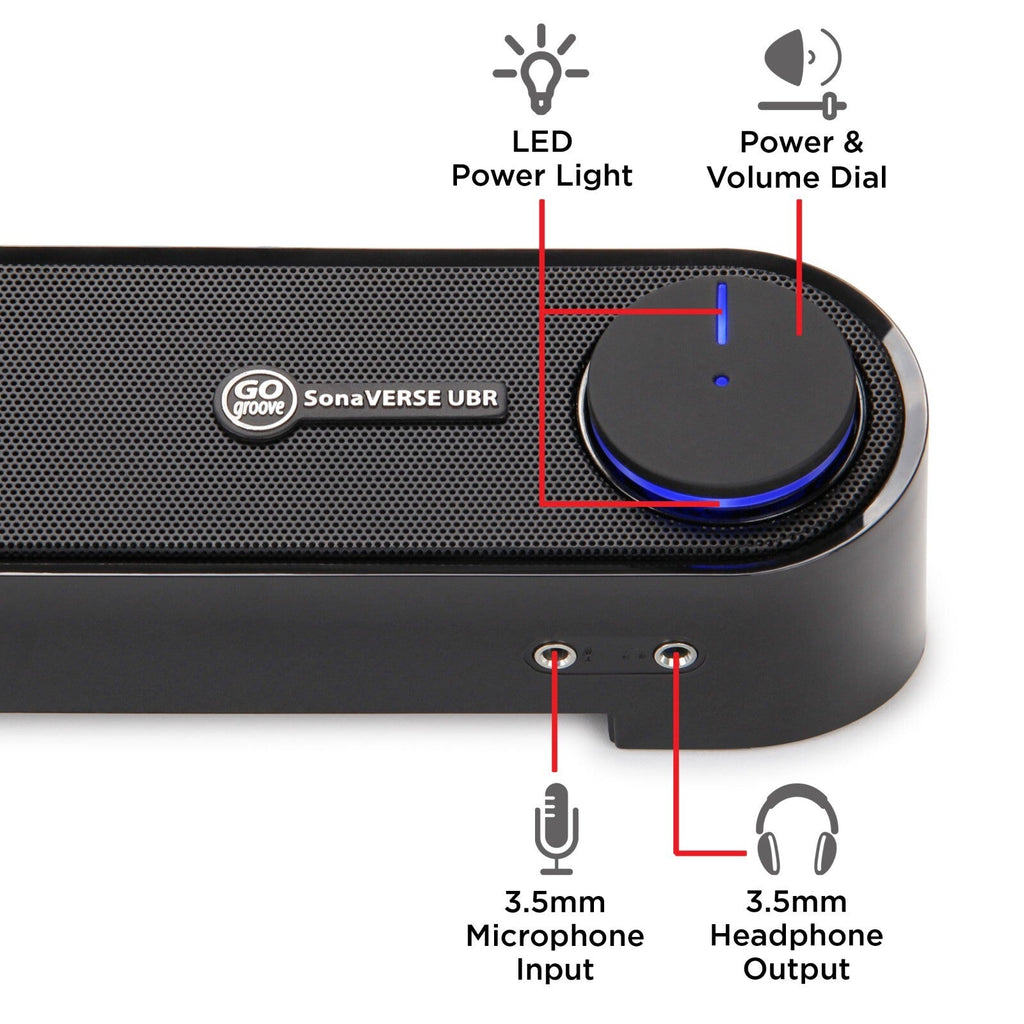 GOgroove SonaVERSE UBR Sound Bar USB‑Powered 6 W RMS / 12 W Peak