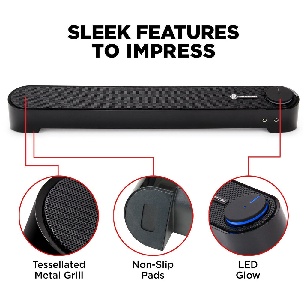 GOgroove SonaVERSE UBR Sound Bar USB‑Powered 6 W RMS / 12 W Peak
