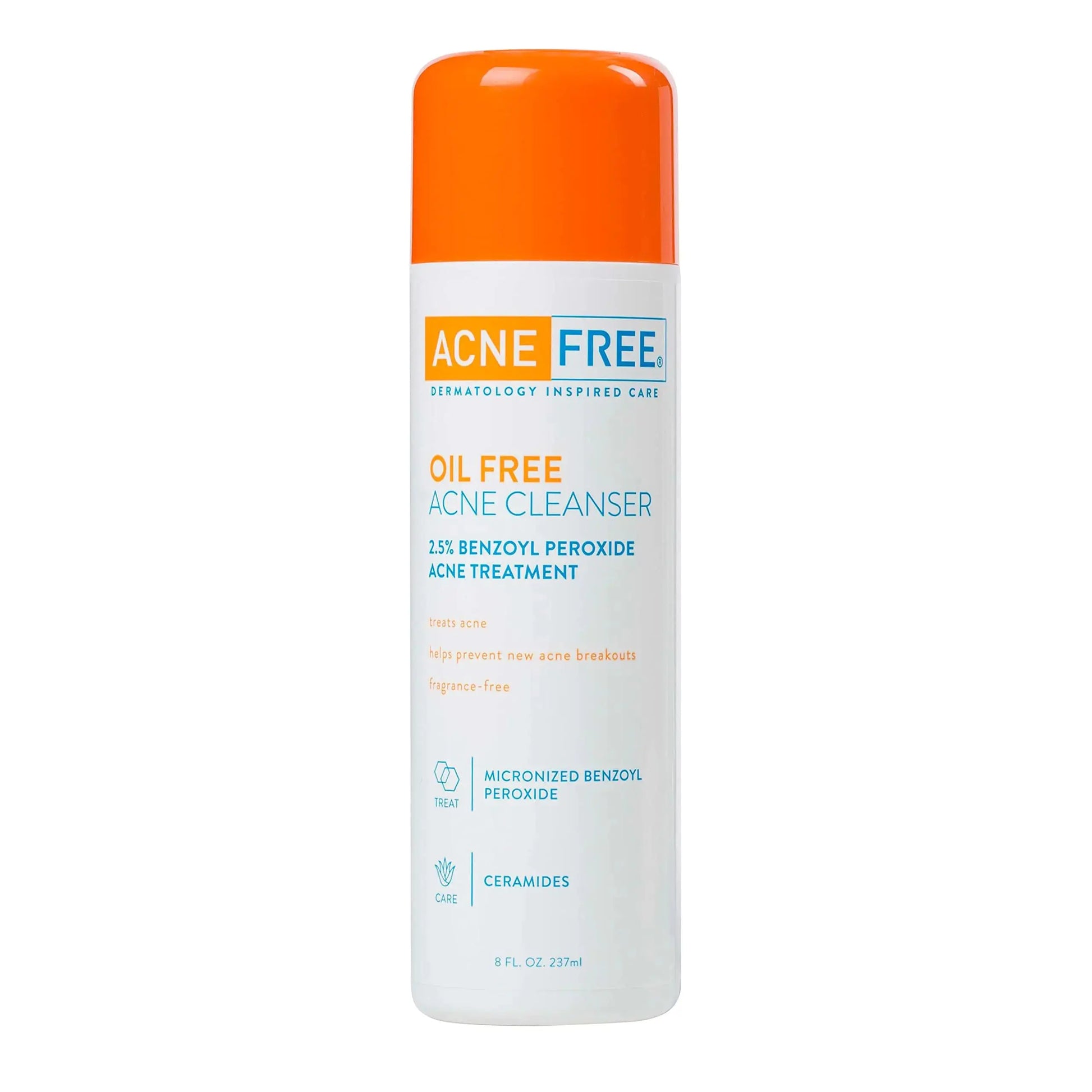 AcneFree Acne Free Oil-Free Cleanser, Benzoyl Peroxide 2.5% with Glycolic Acid to Prevent and Treat Breakouts Unscented