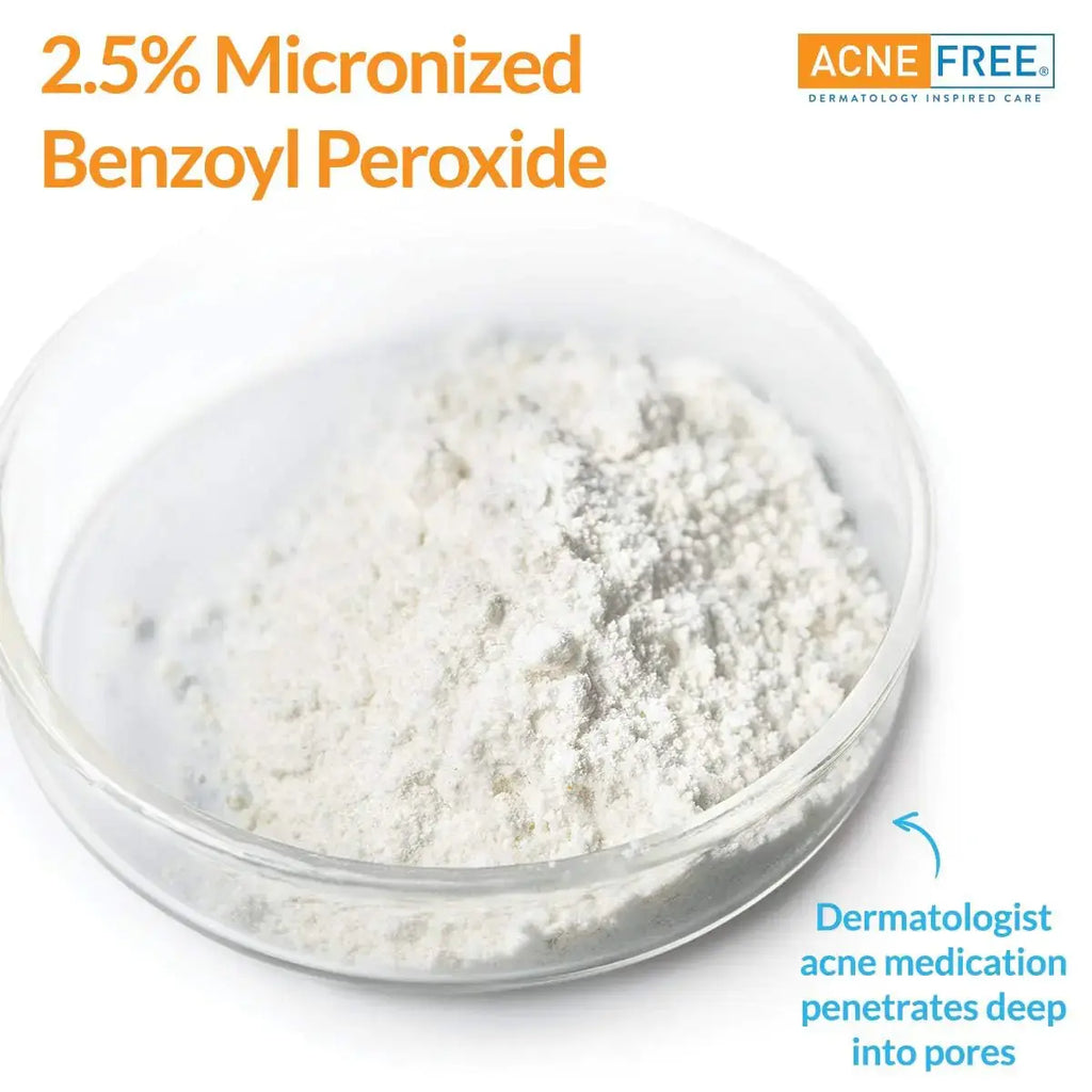 AcneFree Acne Free Oil-Free Cleanser, Benzoyl Peroxide 2.5% with Glycolic Acid to Prevent and Treat Breakouts Unscented