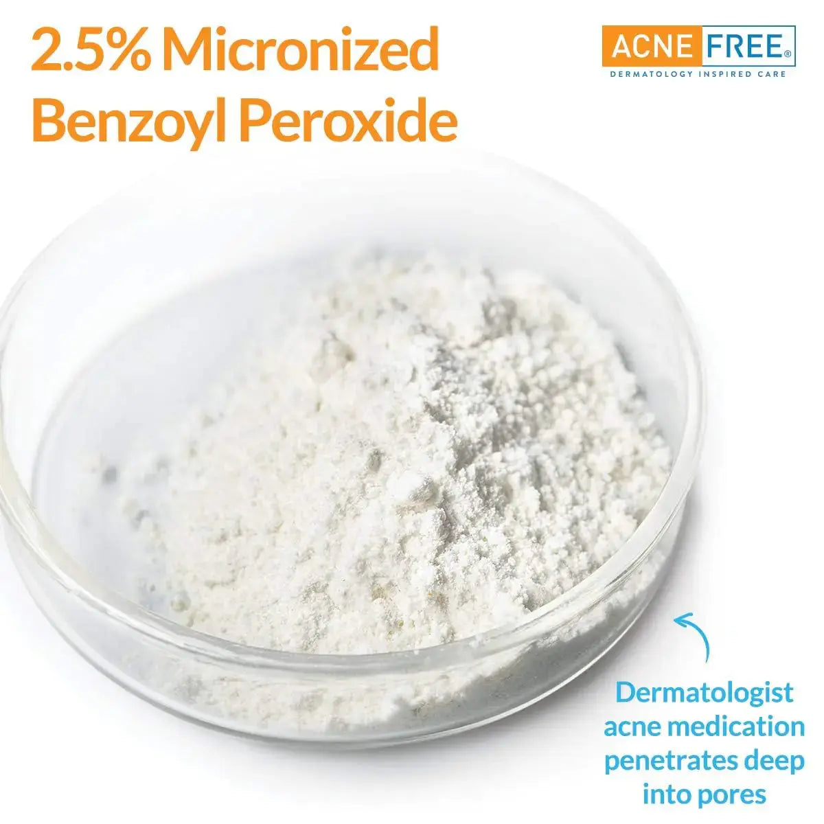 AcneFree Acne Free Oil-Free Cleanser, Benzoyl Peroxide 2.5% with Glycolic Acid to Prevent and Treat Breakouts Unscented