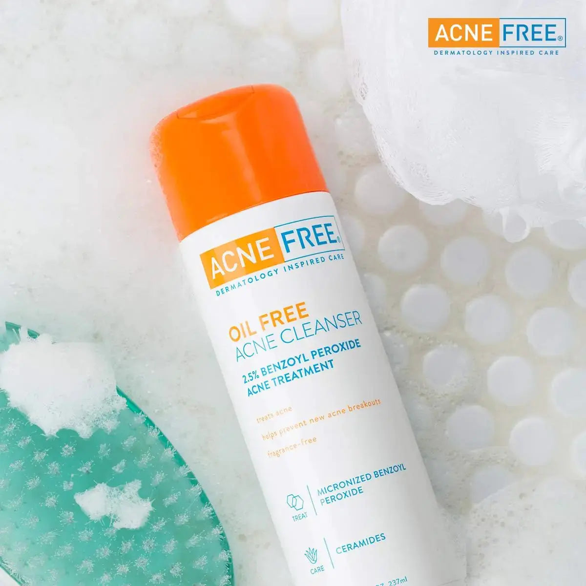 AcneFree Acne Free Oil-Free Cleanser, Benzoyl Peroxide 2.5% with Glycolic Acid to Prevent and Treat Breakouts Unscented