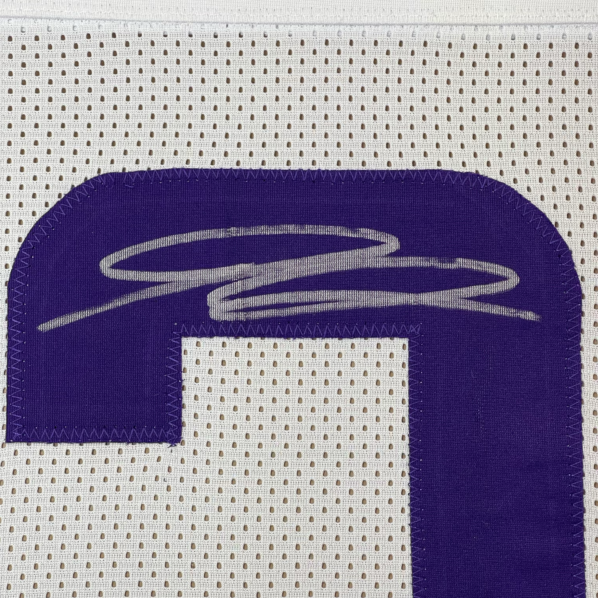 Framed Autographed/Signed Jordan Addison 35x39 Minnesota White Football Jersey Beckett BAS COA
