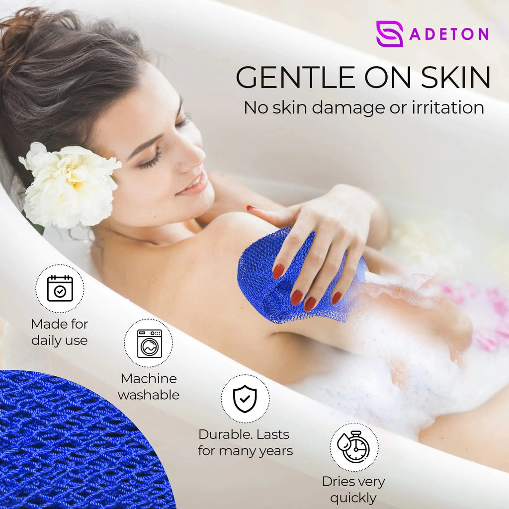 Adeton African Exfoliating Net Sponges - Authentic Body Scrubber