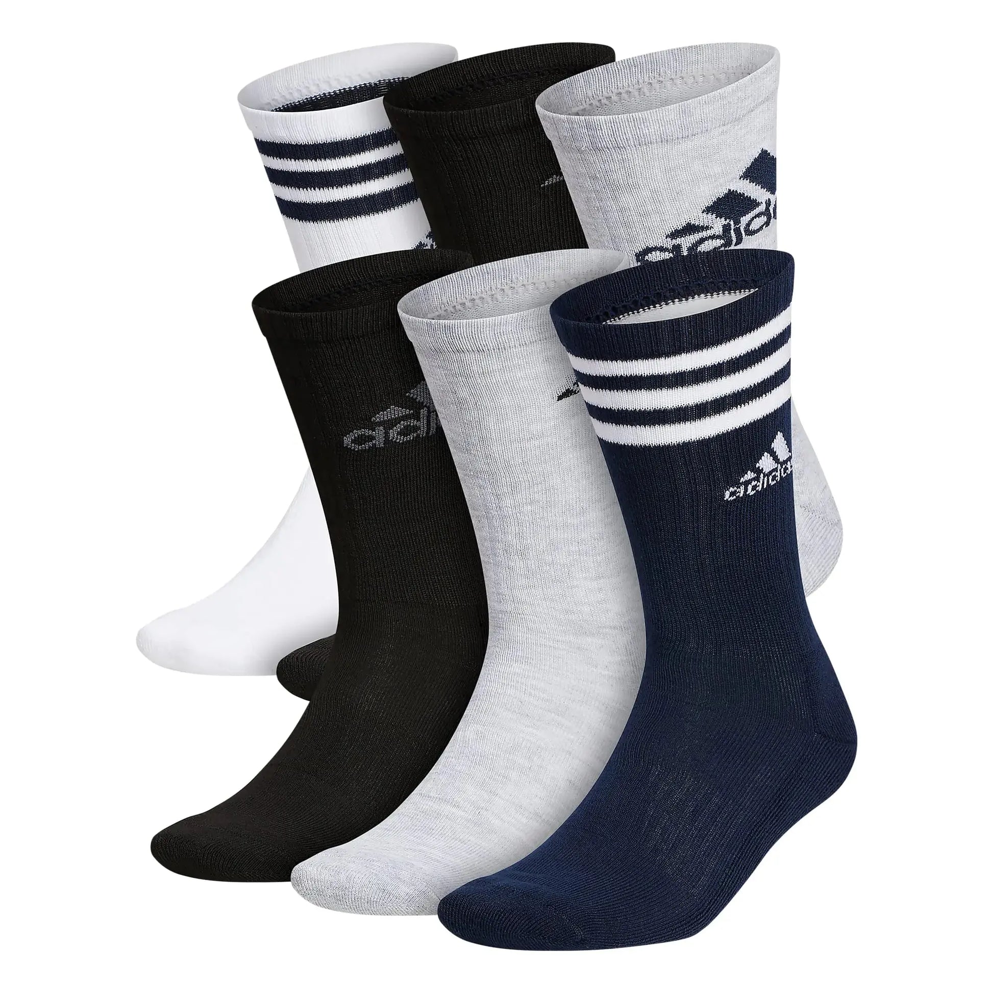 Adidas Men's Athletic Cushioned Crew Socks with Arch Compression for a Secure Fit (6-Pair)