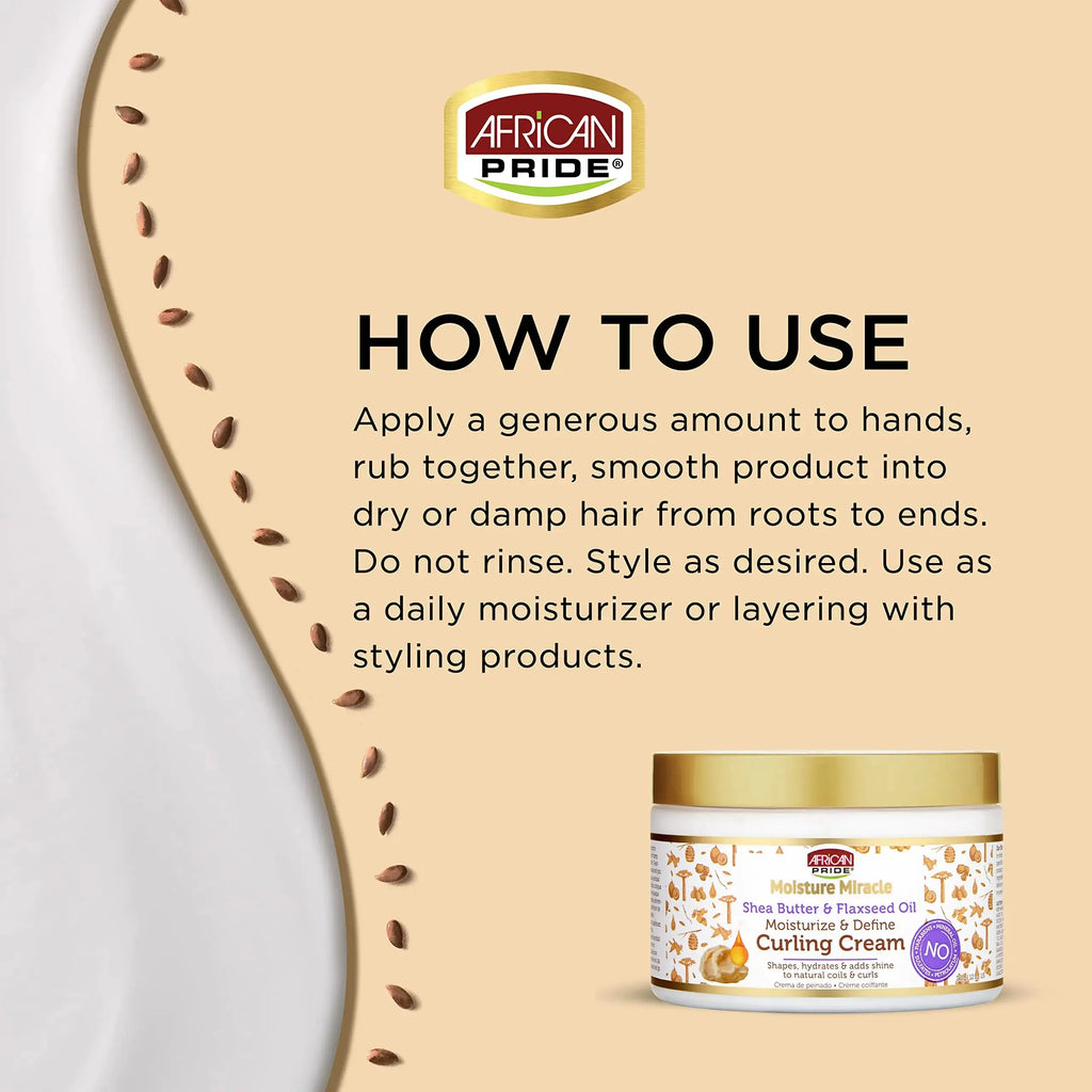 African Pride Moisture Miracle Curl Cream - Hydrate & Strengthen 12oz Pack of 1