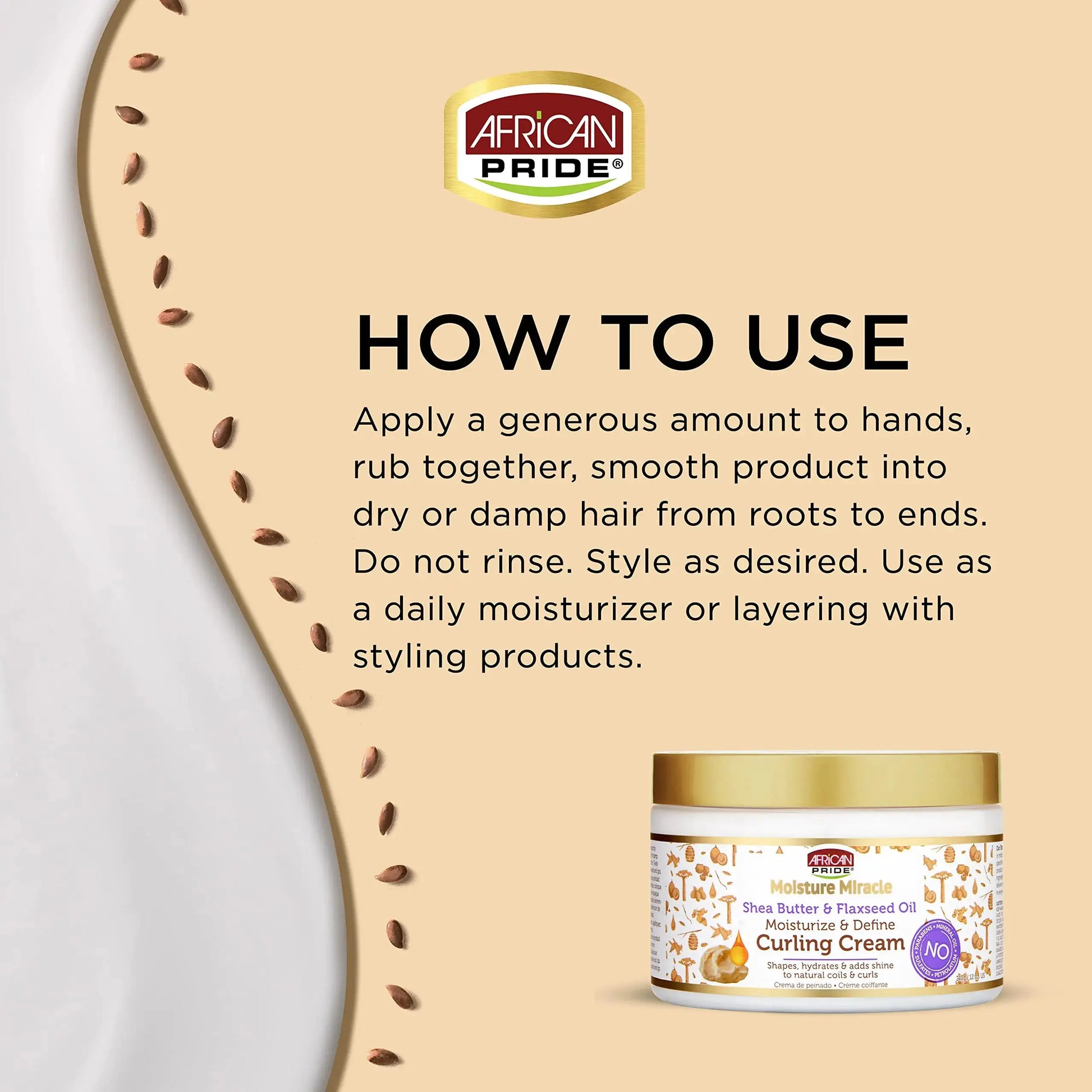 African Pride Moisture Miracle Curl Cream - Hydrate & Strengthen 12oz Pack of 1