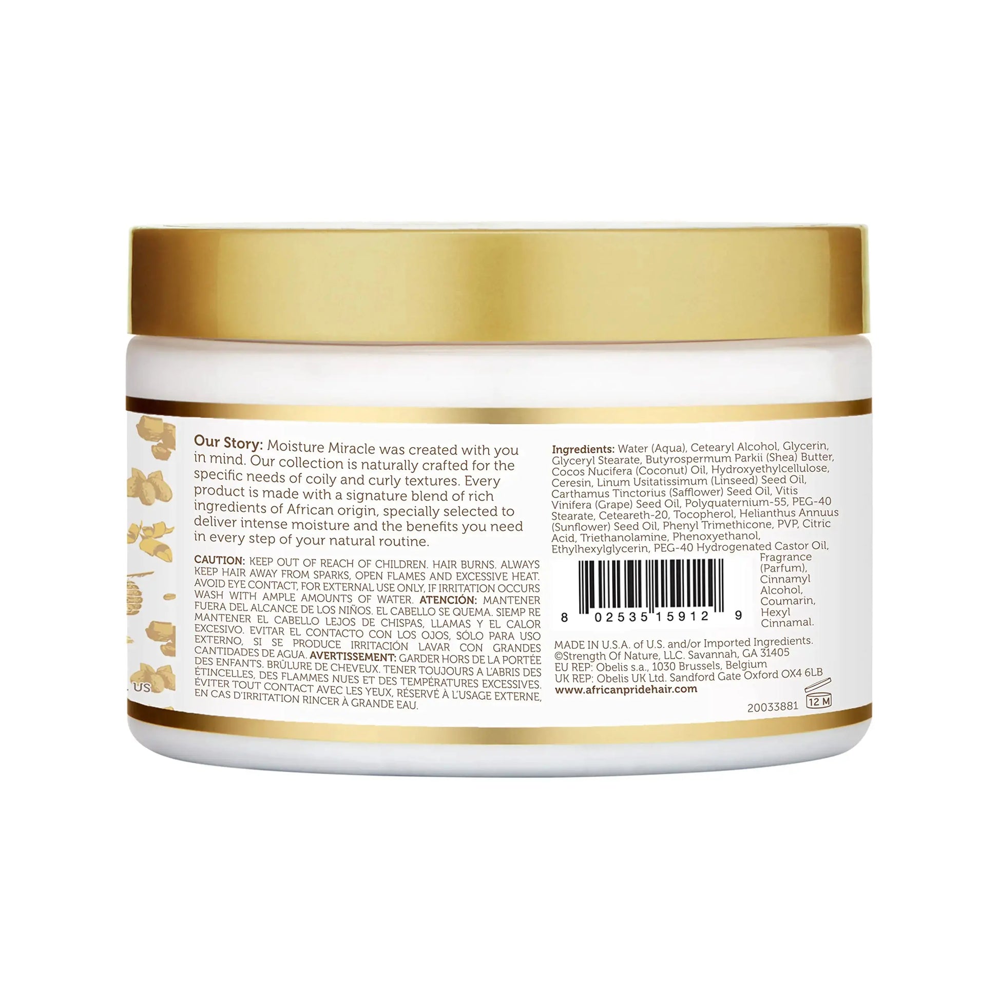 African Pride Moisture Miracle Curl Cream - Hydrate & Strengthen 12oz Pack of 1