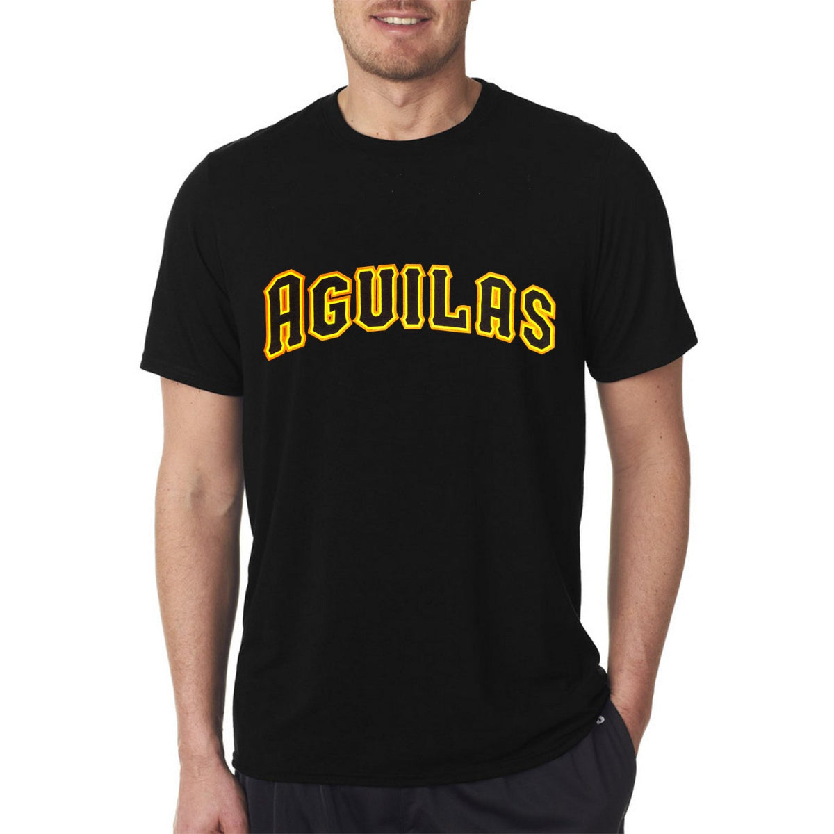 Aguilas Black T-Shirt with Separate Letters Logo