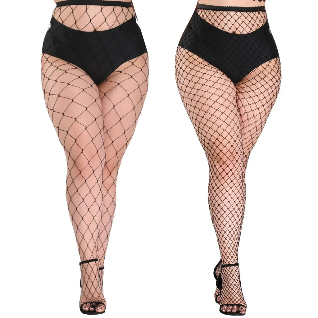 Akiido Sparkle Rhinestone Fishnet Stockings, High Waist Tights for Women, Party Mesh Pantyhose - 2 Pairs