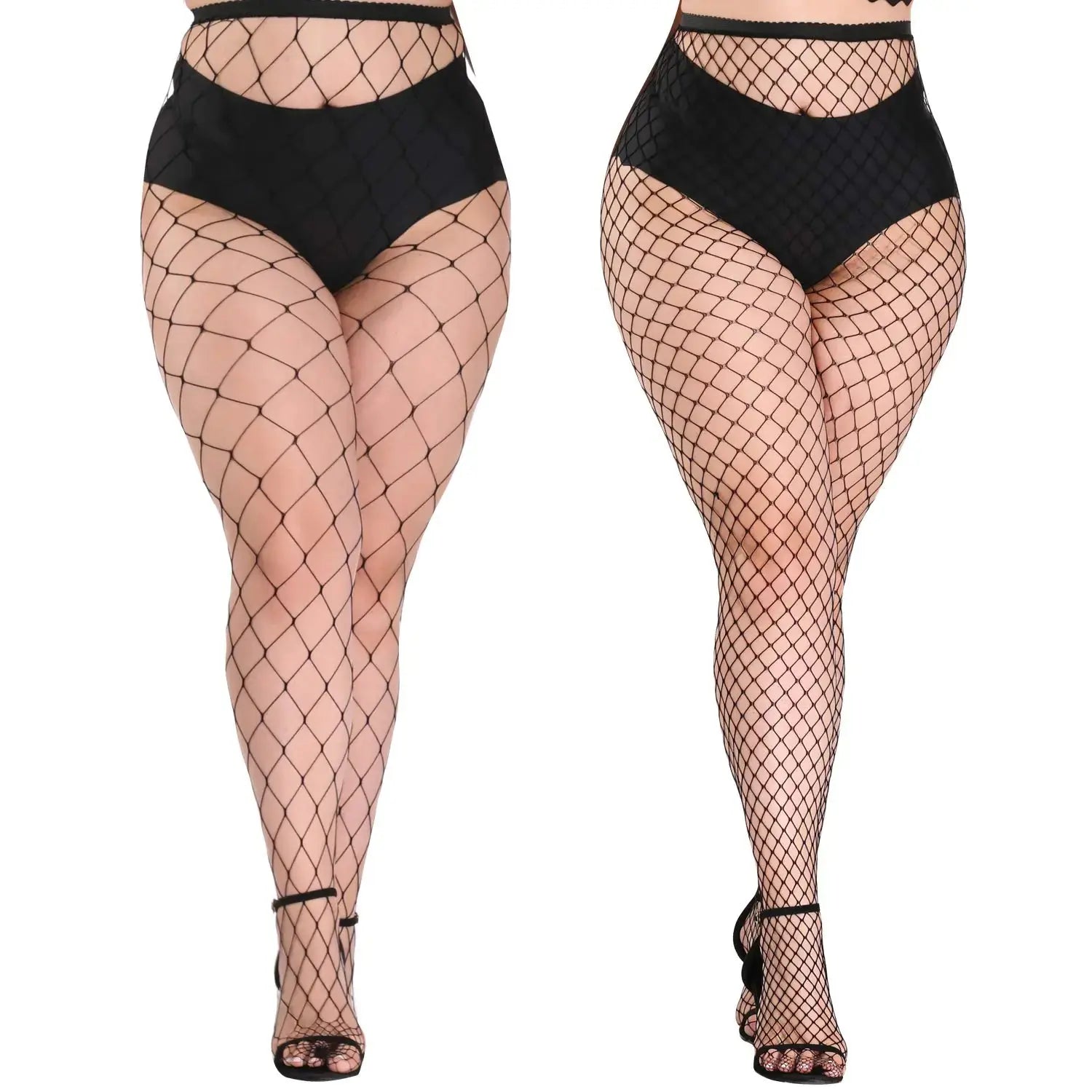 Akiido Sparkle Rhinestone Fishnet Stockings, High Waist Tights for Women, Party Mesh Pantyhose - 2 Pairs