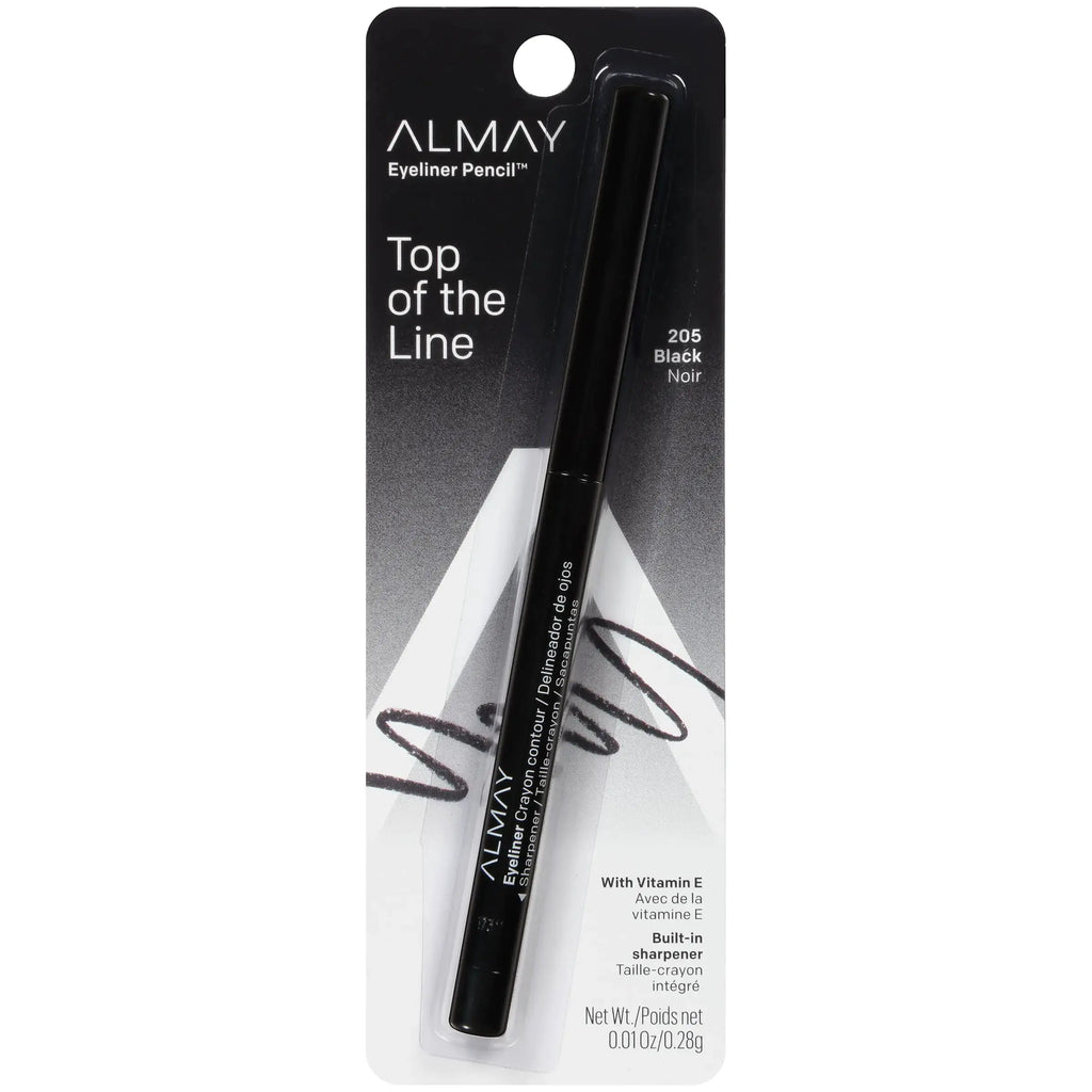Almay Eyeliner Pencil – Hypoallergenic, Cruelty-Free, Water-Resistant, Built-In Sharpener, 205 Black, 0.01 oz