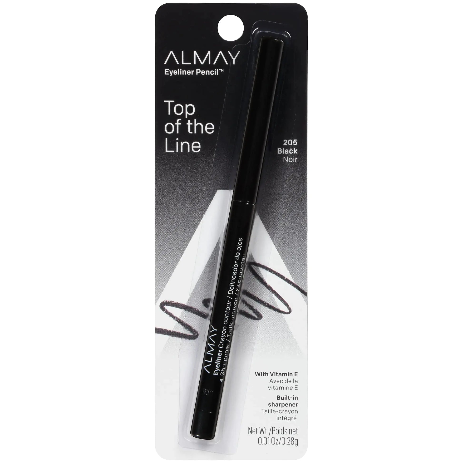 Almay Eyeliner Pencil – Hypoallergenic, Cruelty-Free, Water-Resistant, Built-In Sharpener, 205 Black, 0.01 oz