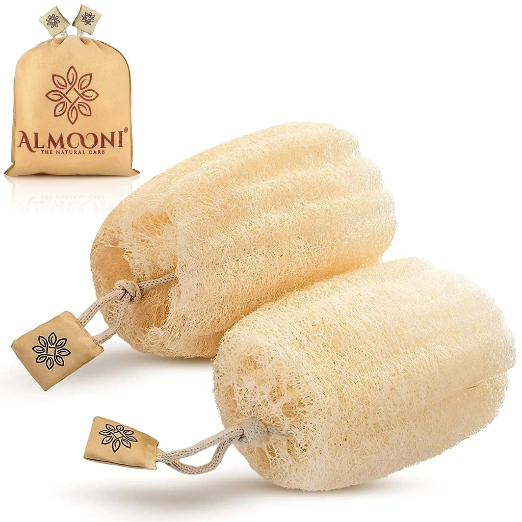 Almooni Egyptian Loofah Exfoliating Body Scrubber - Natural Sponge for Women & Men