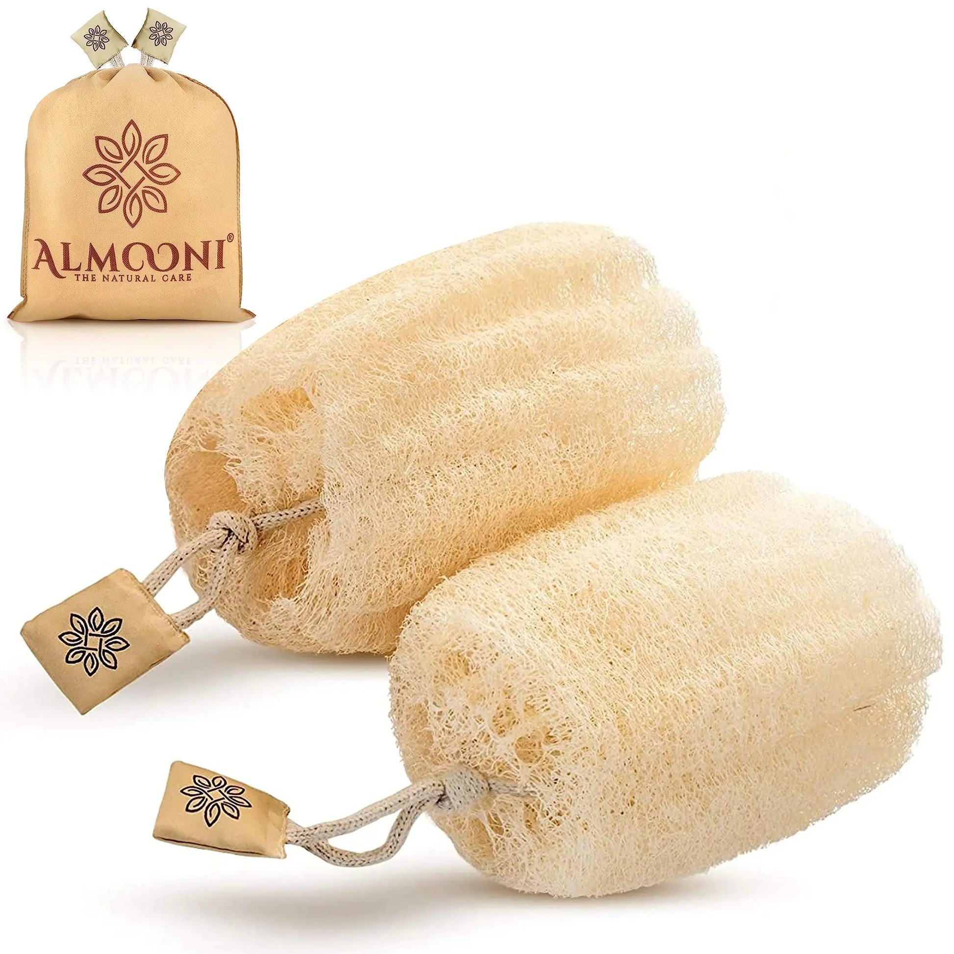 Almooni Egyptian Loofah Exfoliating Body Scrubber - Natural Sponge for Women & Men