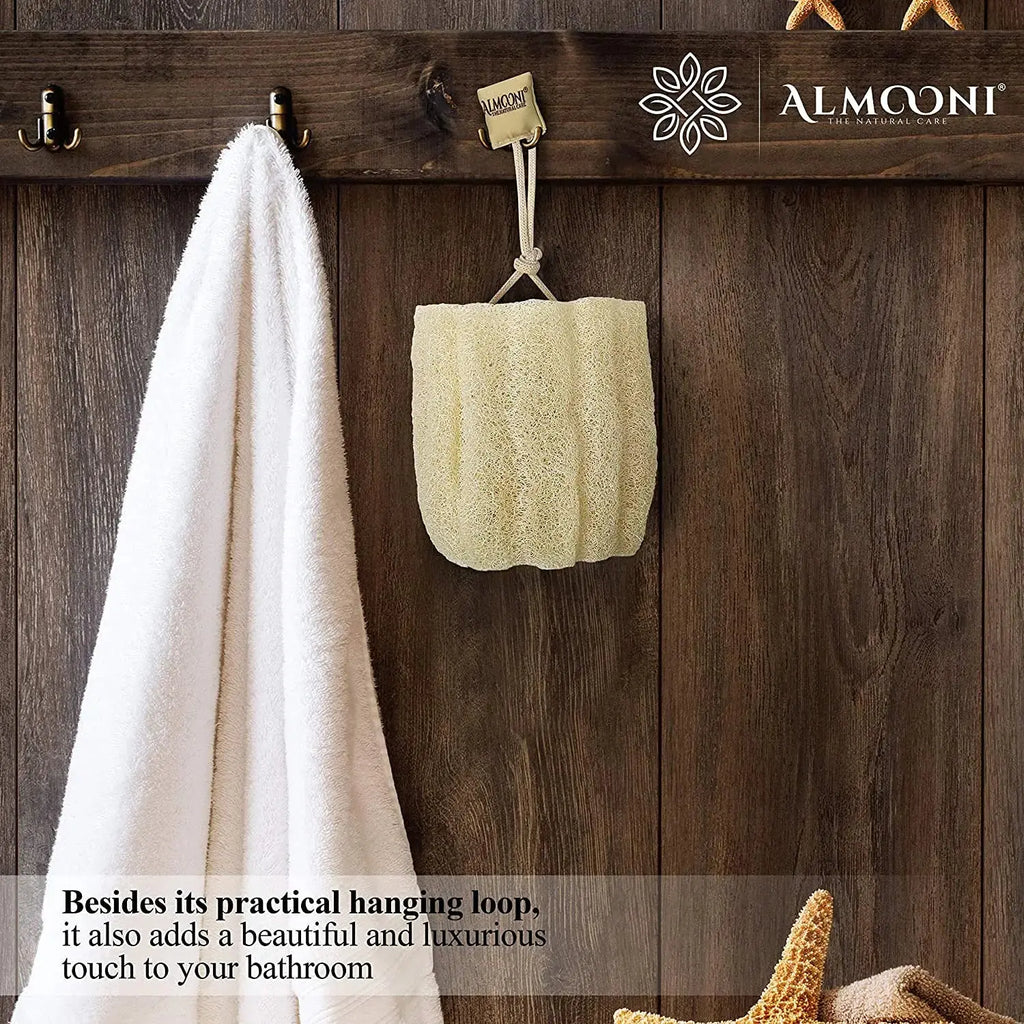 Almooni Egyptian Loofah Exfoliating Body Scrubber - Natural Sponge for Women & Men