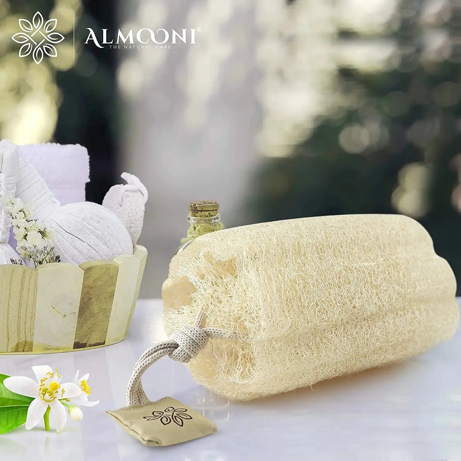 Almooni Egyptian Loofah Exfoliating Body Scrubber - Natural Sponge for Women & Men