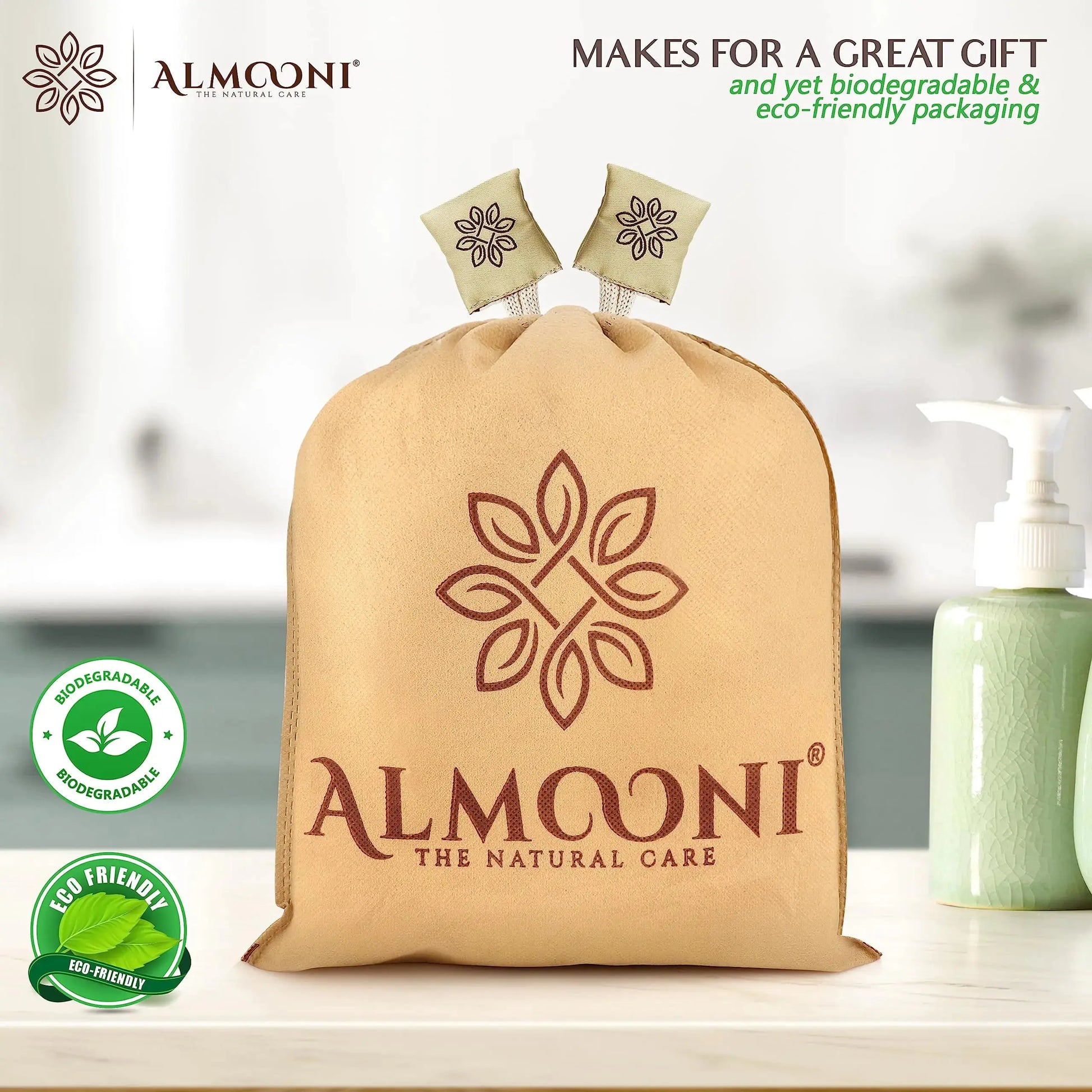 Almooni Egyptian Loofah Exfoliating Body Scrubber - Natural Sponge for Women & Men